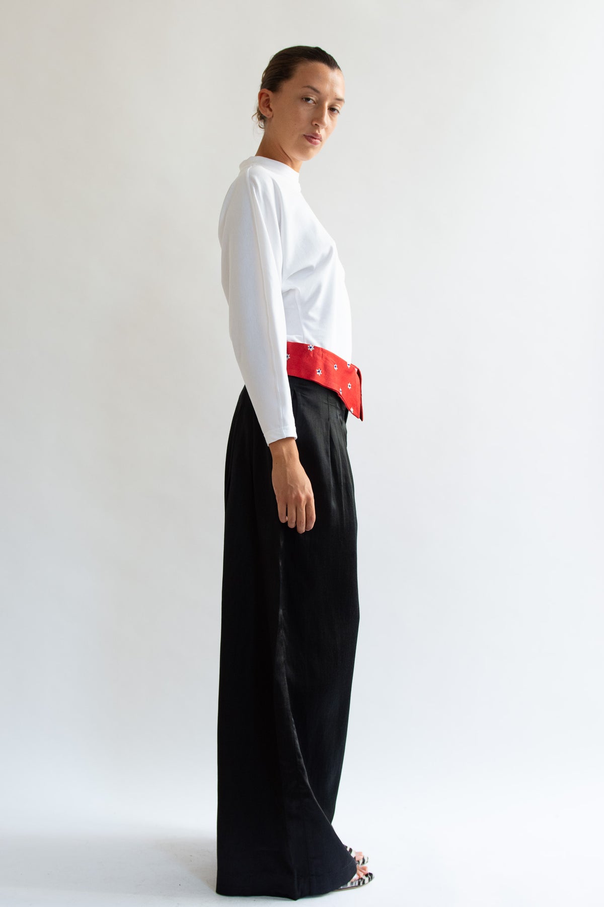 TIGRA TIGRA, Foldover Kasab Trouser, Black with Red