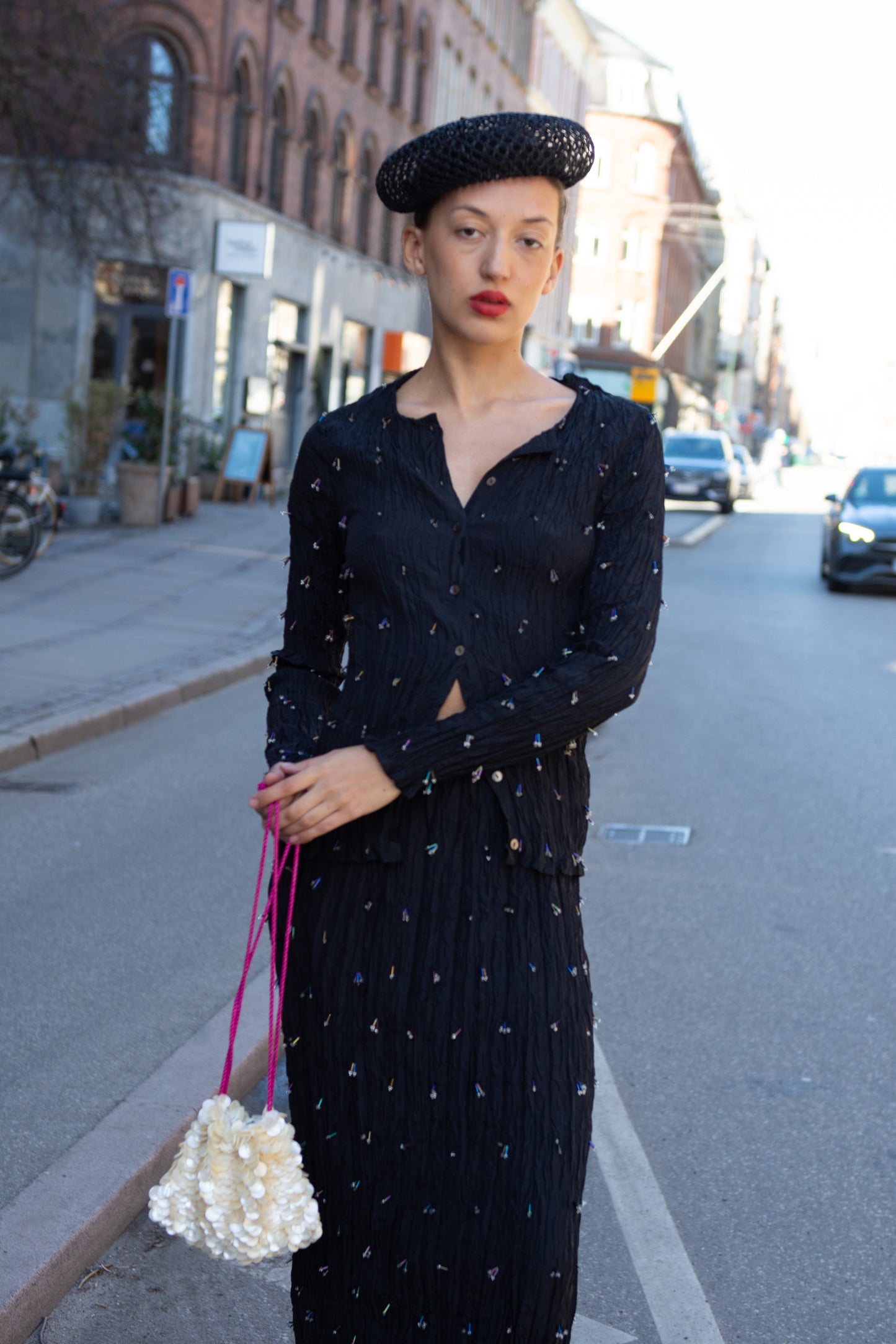 Gigi Burris, Coco Straw Beret, Black
