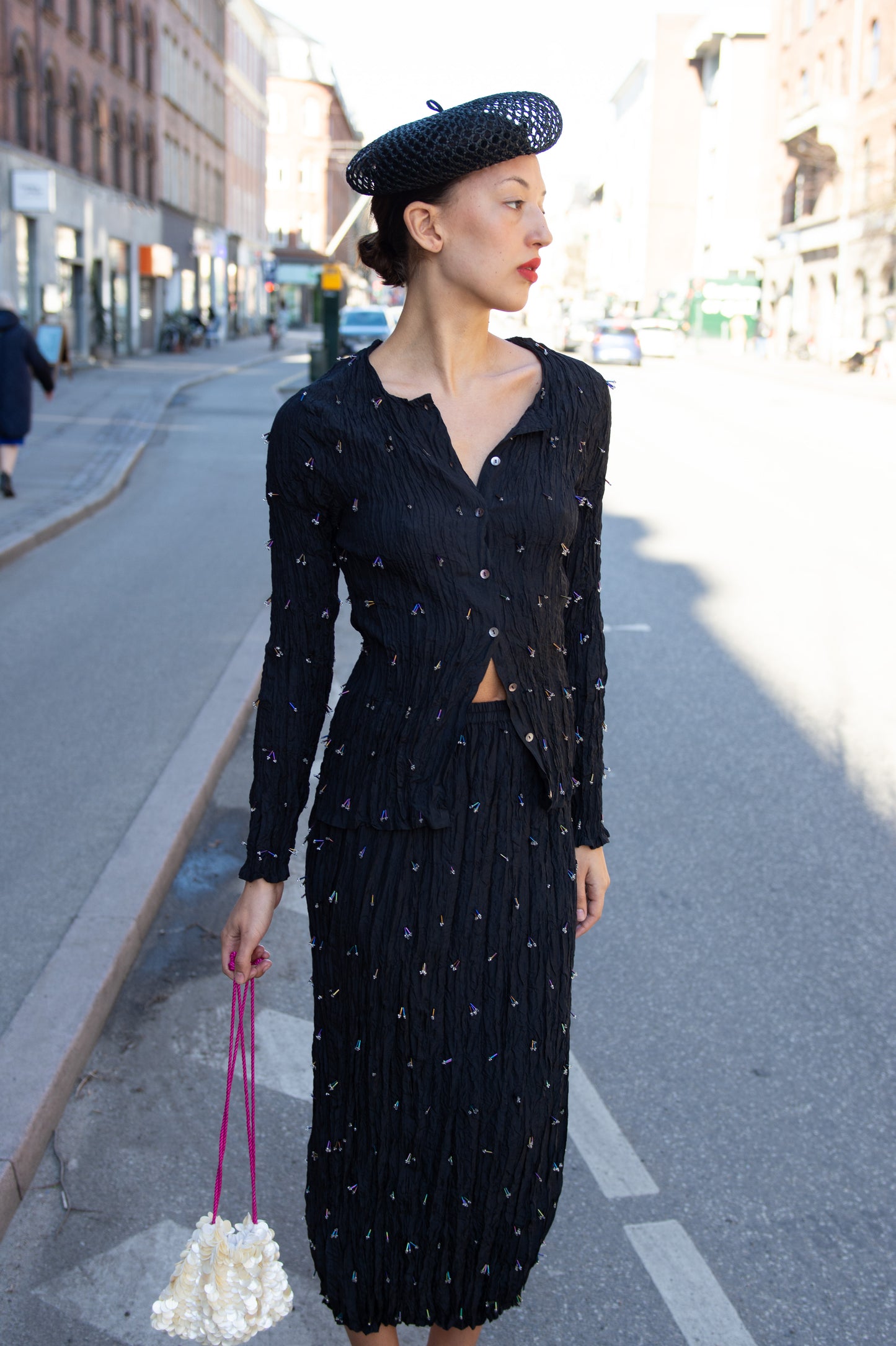 Gigi Burris, Coco Straw Beret, Black