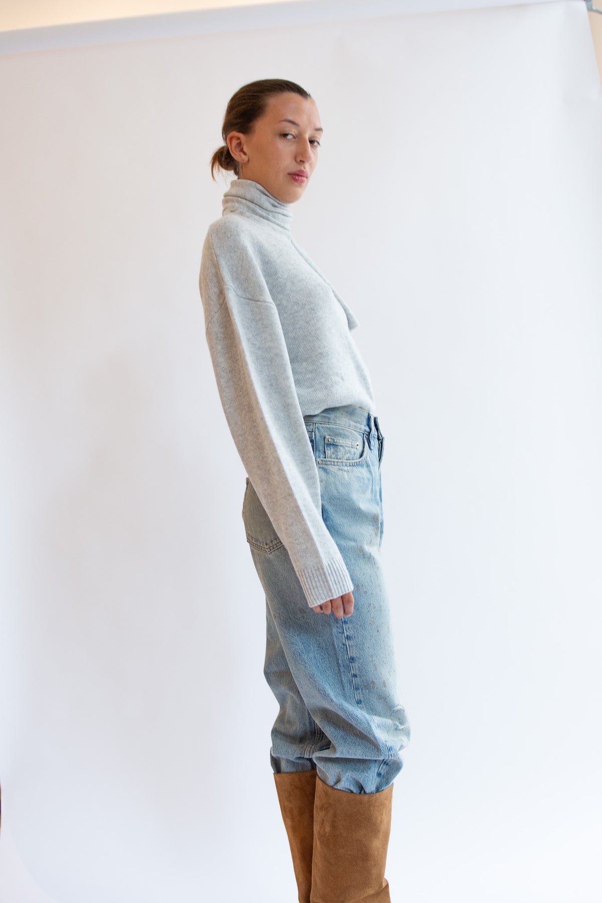 THE GARMENT, Volmer Scarf Sweater, Heather Grey Melange
