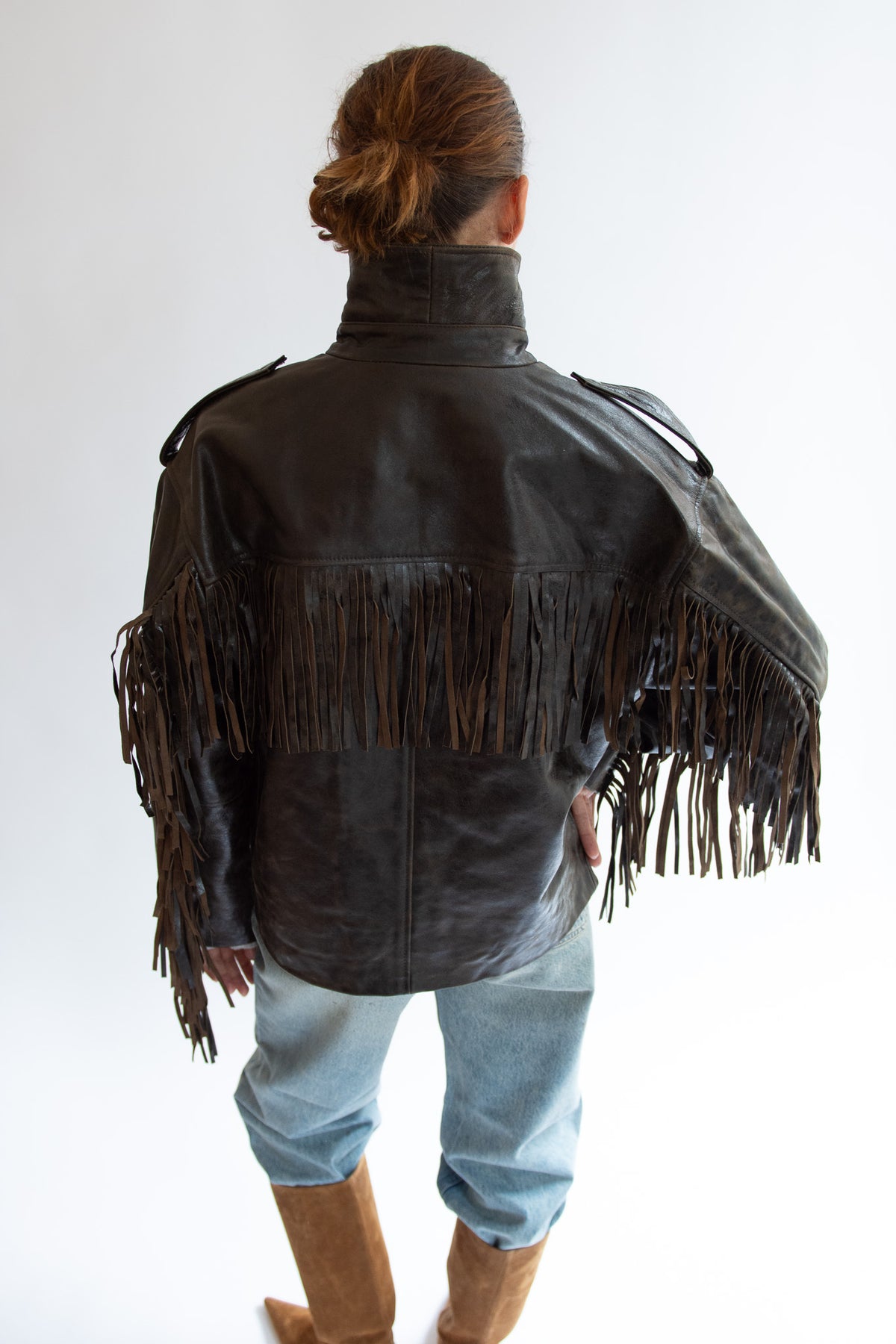 THE GARMENT, Margo Fringe Jacket, Brown Crunch Effect