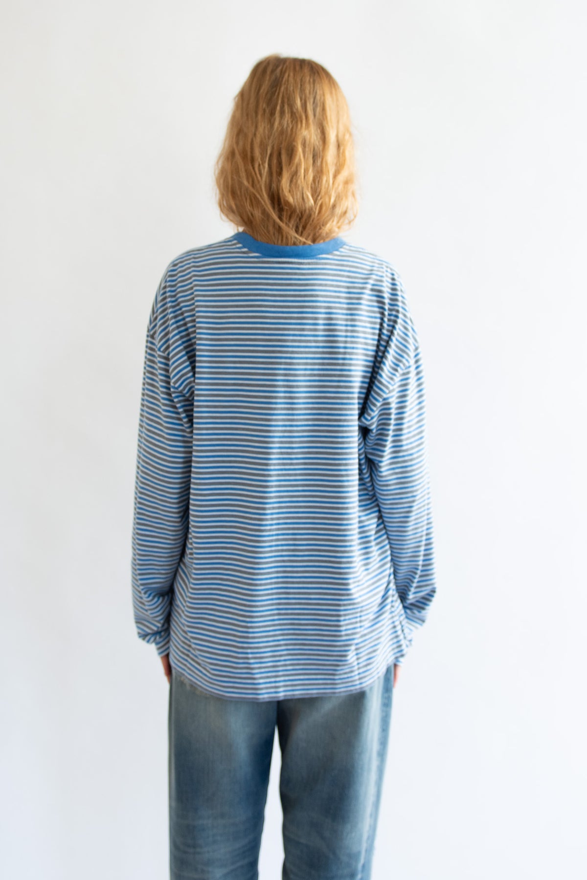 SUNFLOWER, Stripe LS Pocket Tee, Blue