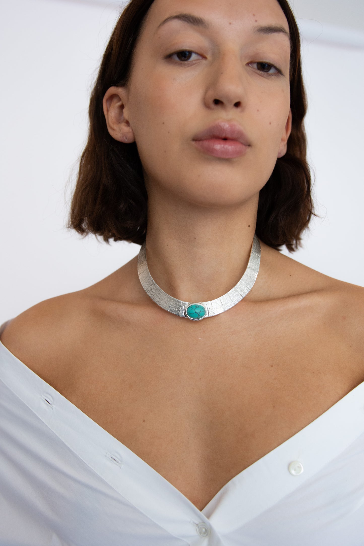 JUJU VERA, Athena Turquoise Collar, Silver