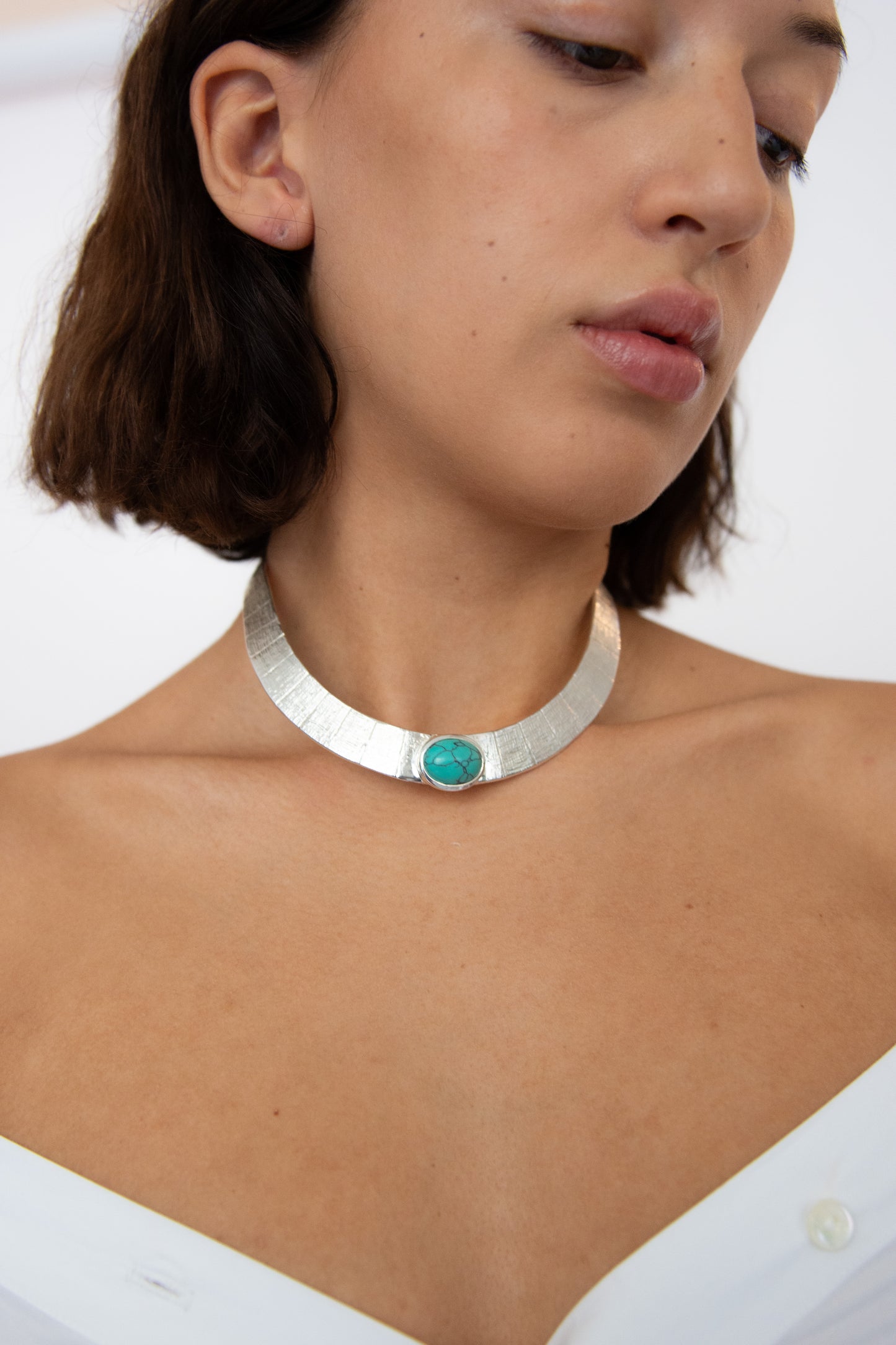 JUJU VERA, Athena Turquoise Collar, Silver