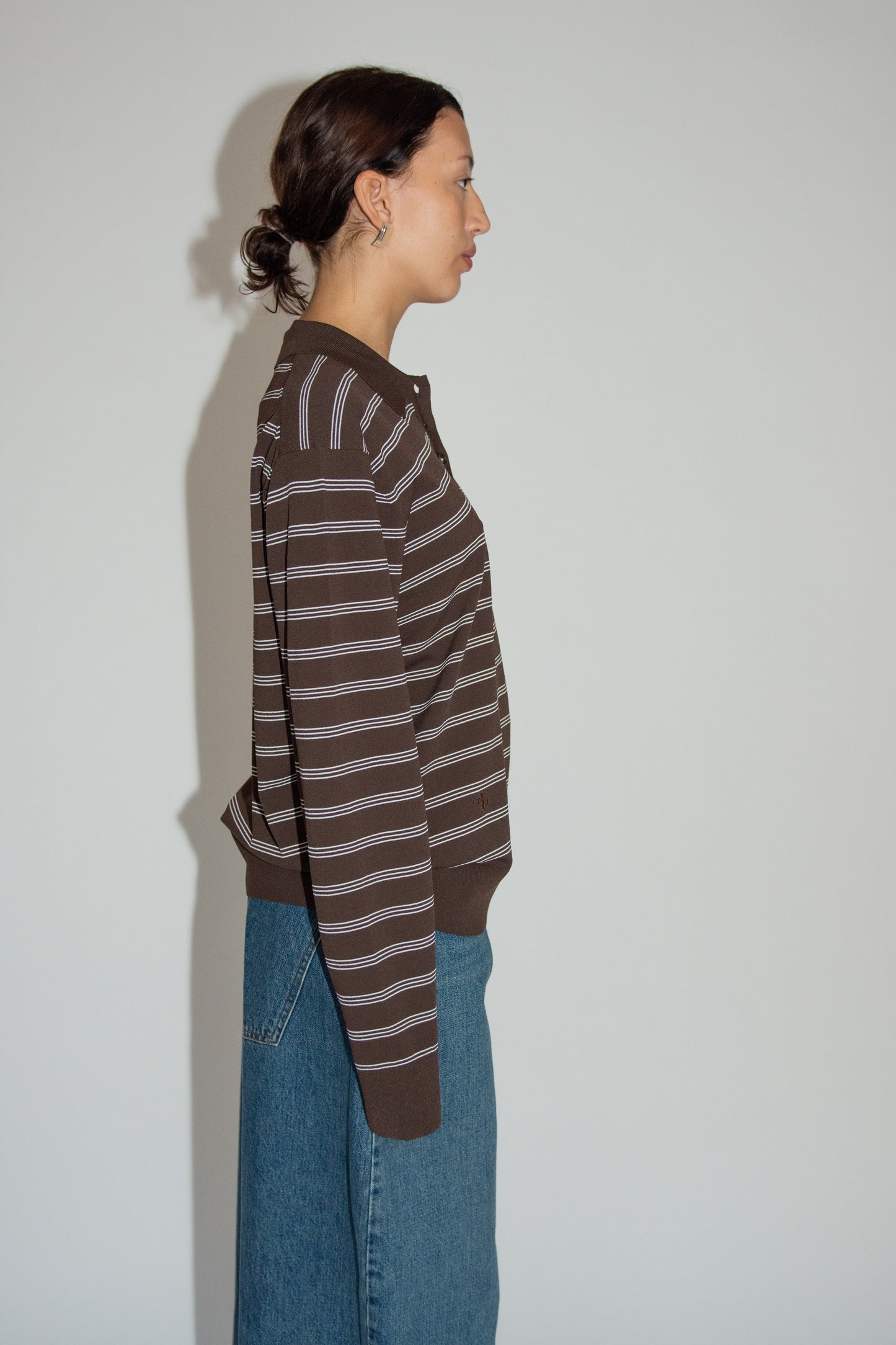 THE GARMENT, Madison Polo, Espresso/Ecru stripes