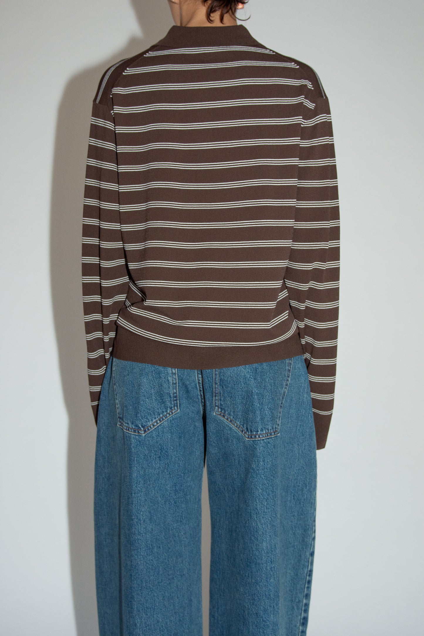 THE GARMENT, Madison Polo, Espresso/Ecru stripes