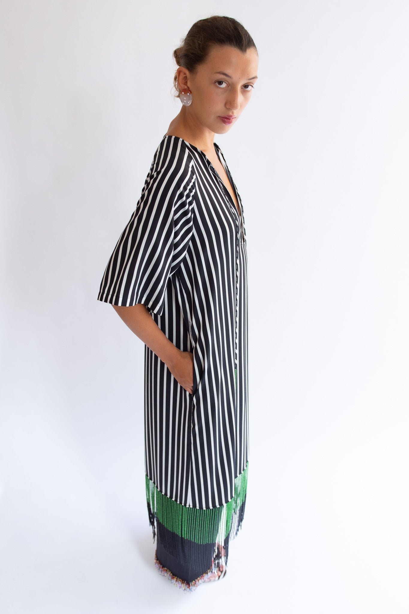MR. LARKIN, Lola Beaded Fringe Dress, Black