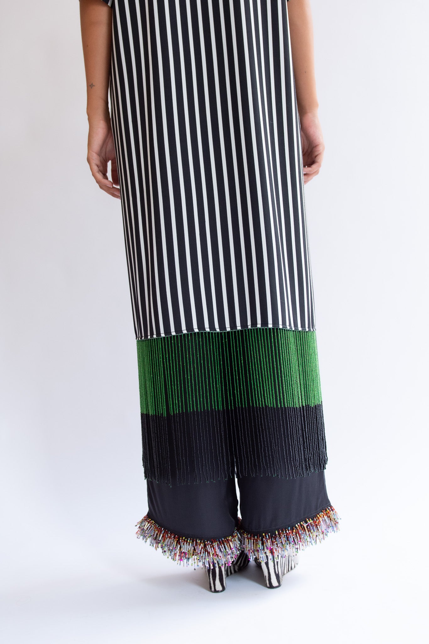 MR. LARKIN, Lola Beaded Fringe Dress, Black