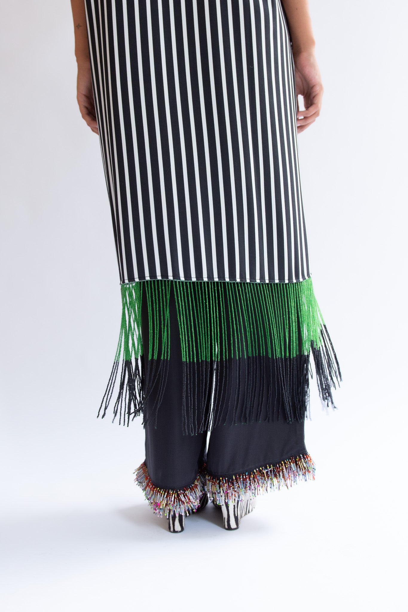 MR. LARKIN, Lola Beaded Fringe Dress, Black