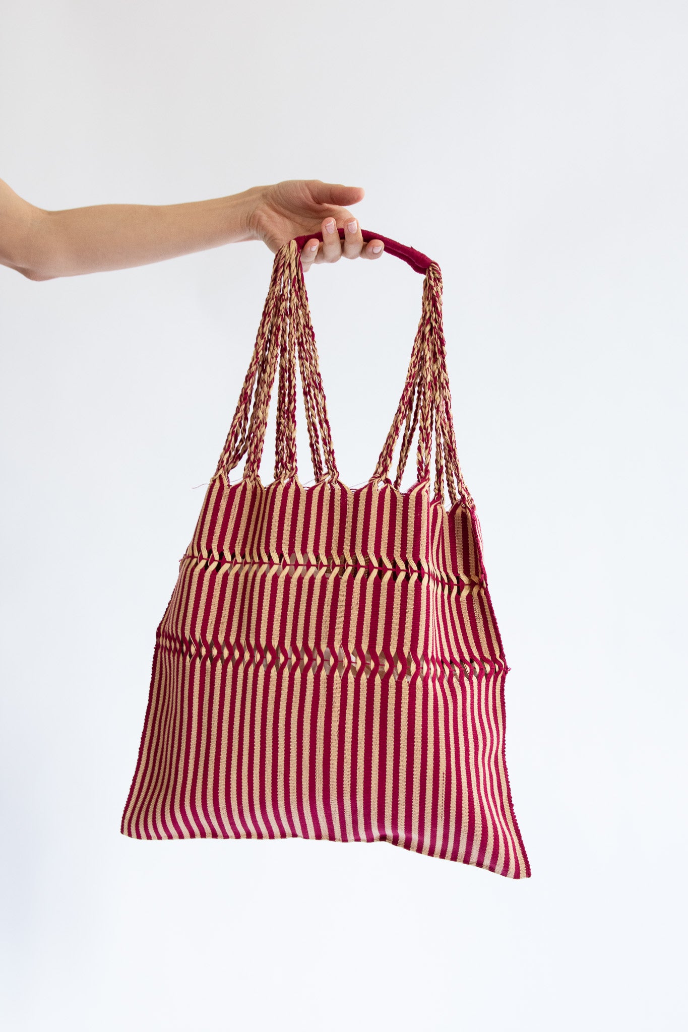 MR. LARKIN, Mercado Woven Market Bag, Stripe Brick