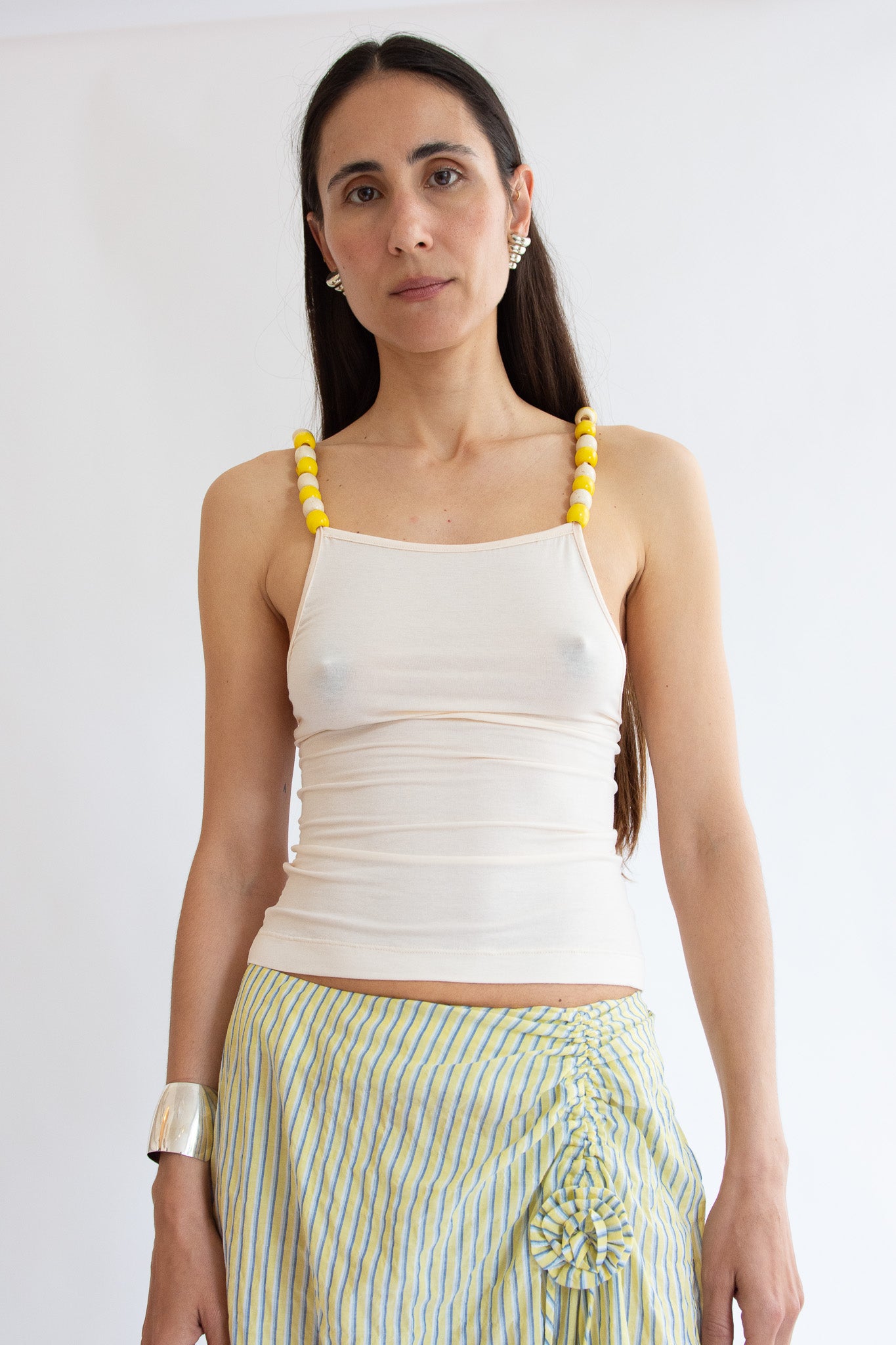 NIA THOMAS, Bea Beaded Tank Top, Cream