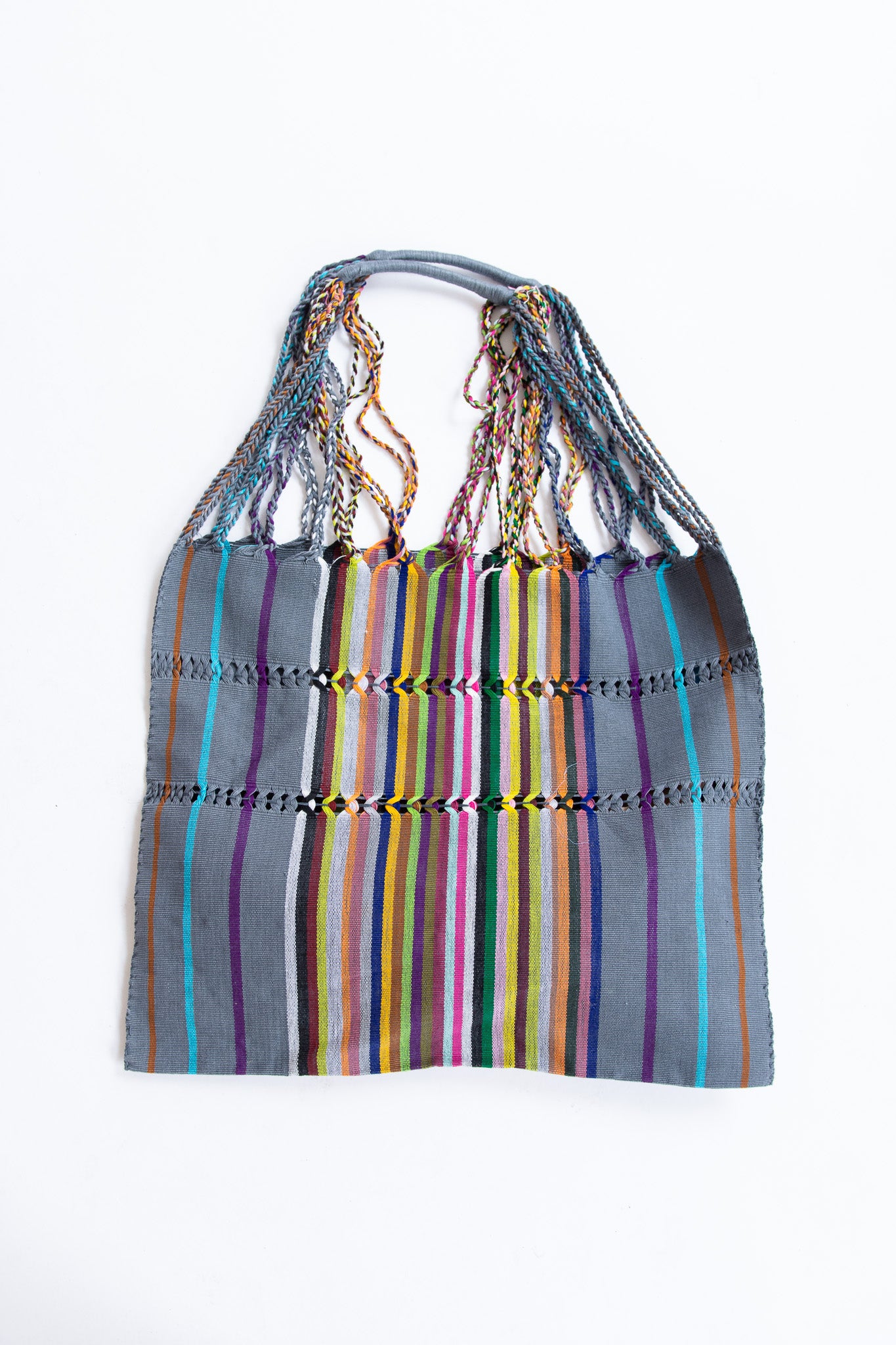 MR. LARKIN, Mercado Woven Market Bag, Stripe Black