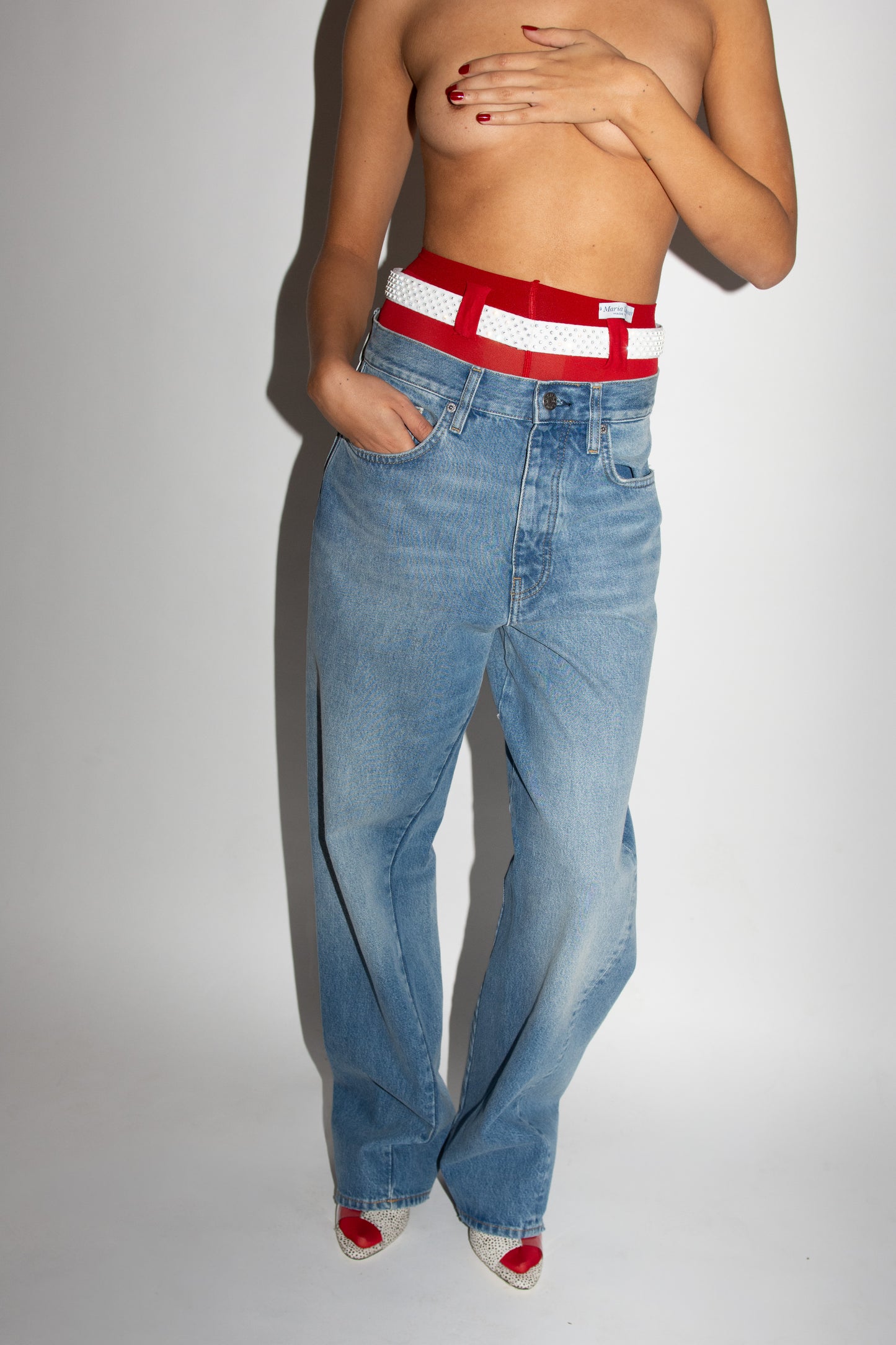 MARIA LA ROSA, Belt Ly Tights, Red