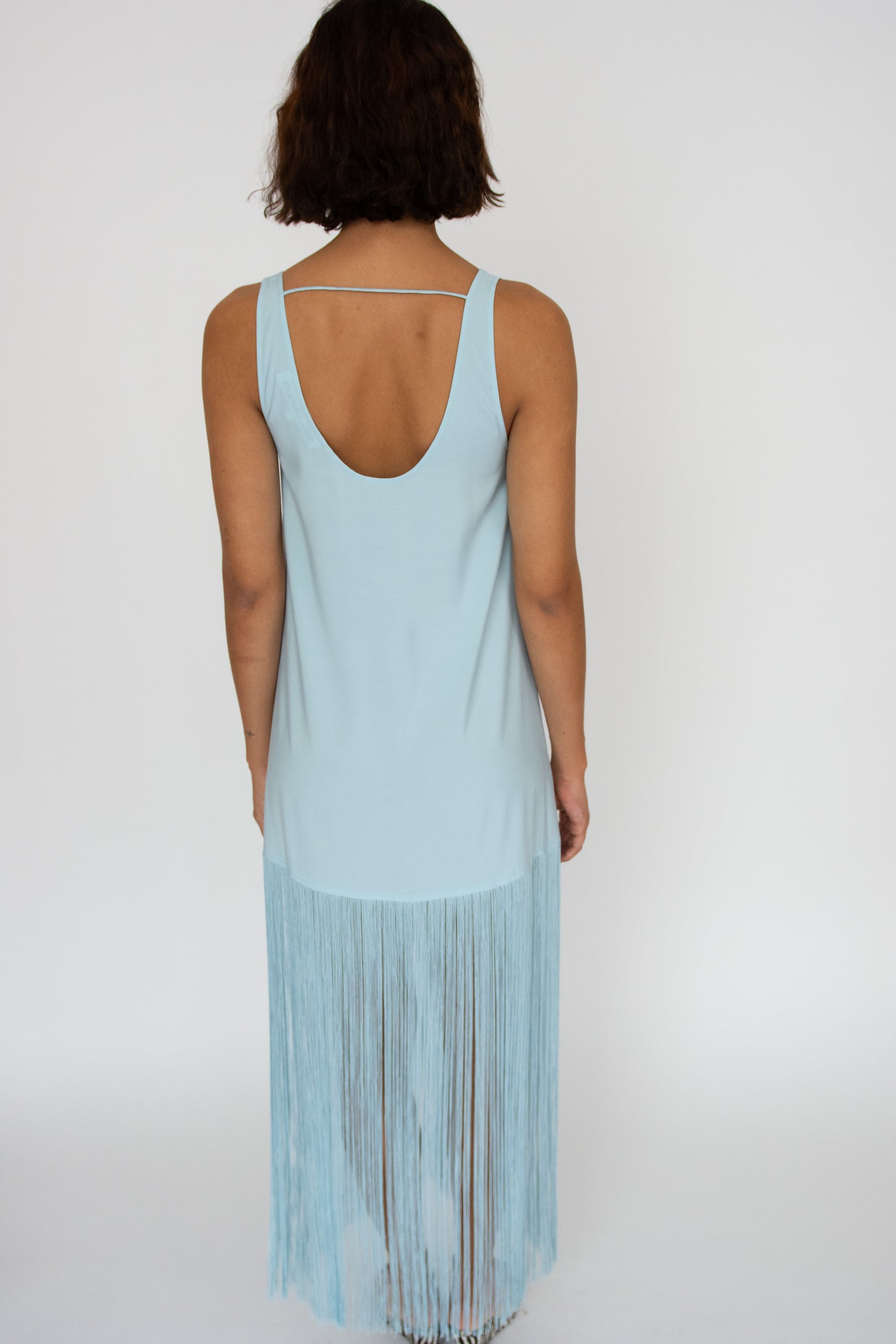 MR. LARKIN, Tassel Slip Dress, Ice Blue