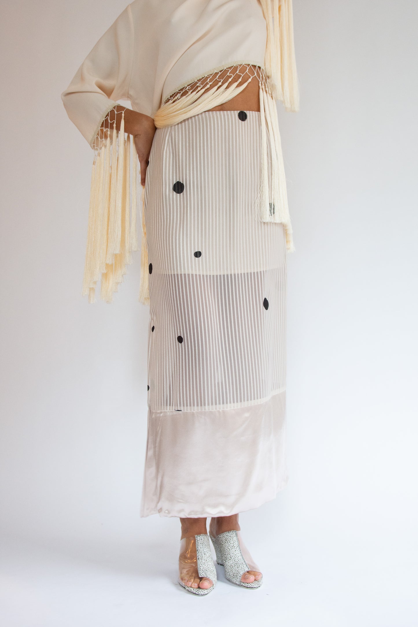 MR. LARKIN, Lou Lou Satin Hem Skirt, Space Black