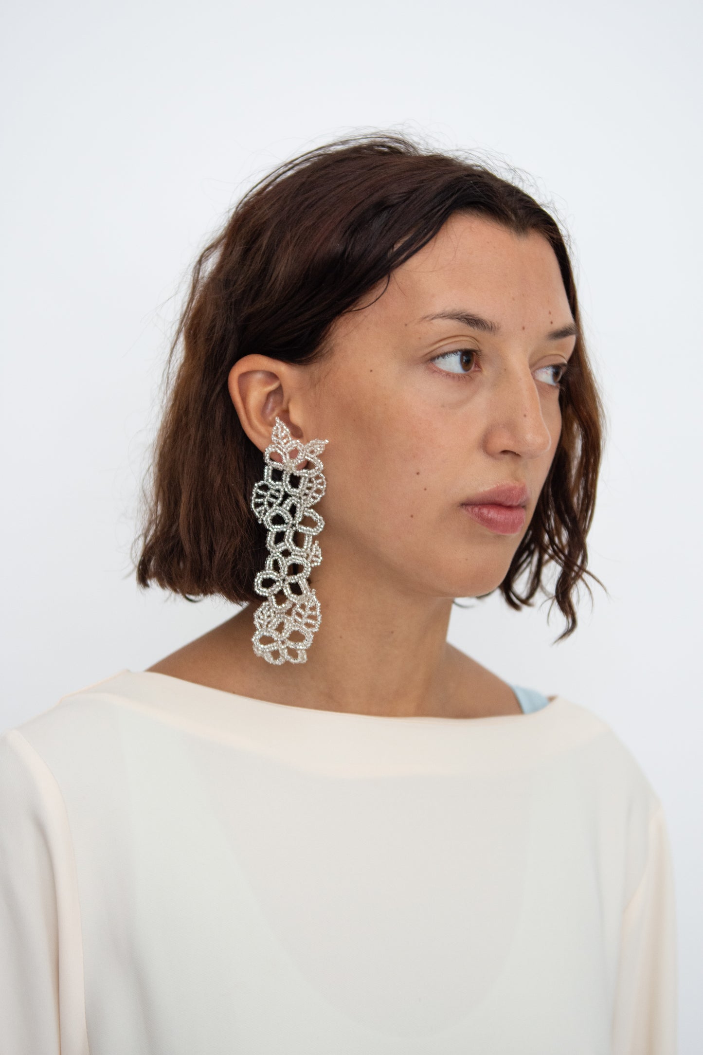 PURA UTZ, Mega Lace Ear Stick, Silver