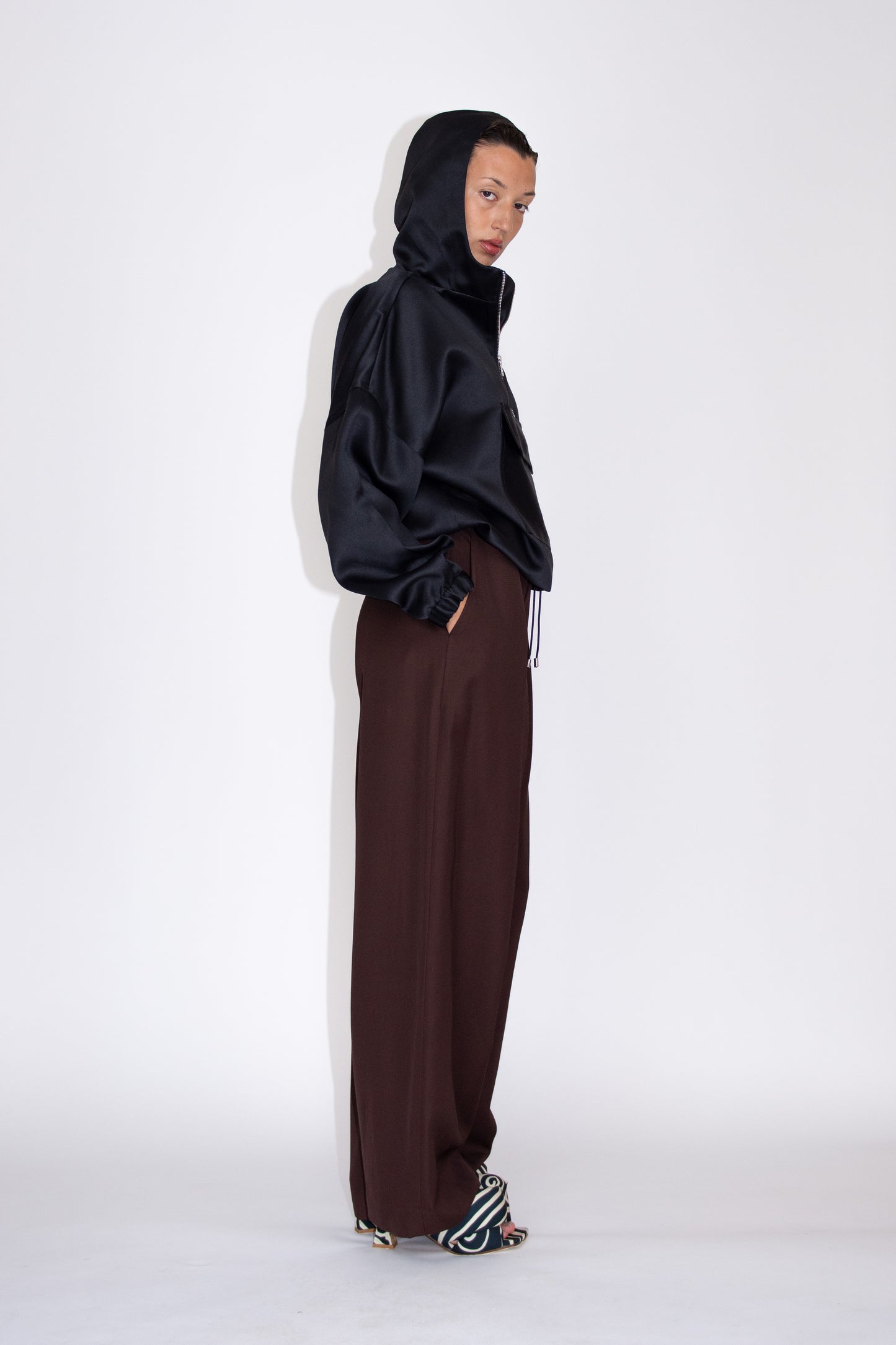 NOMIA, Cropped Hooded Anorak, Black