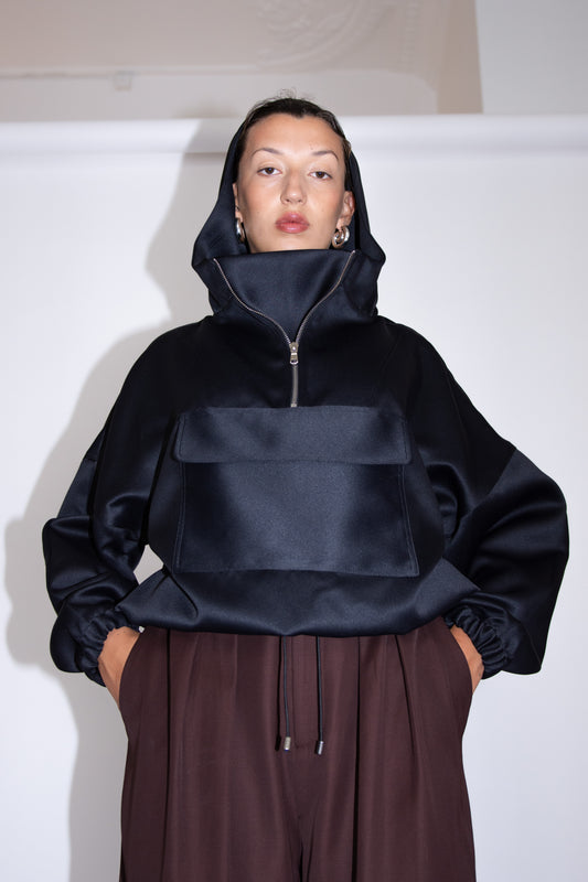 NOMIA, Cropped Hooded Anorak, Black