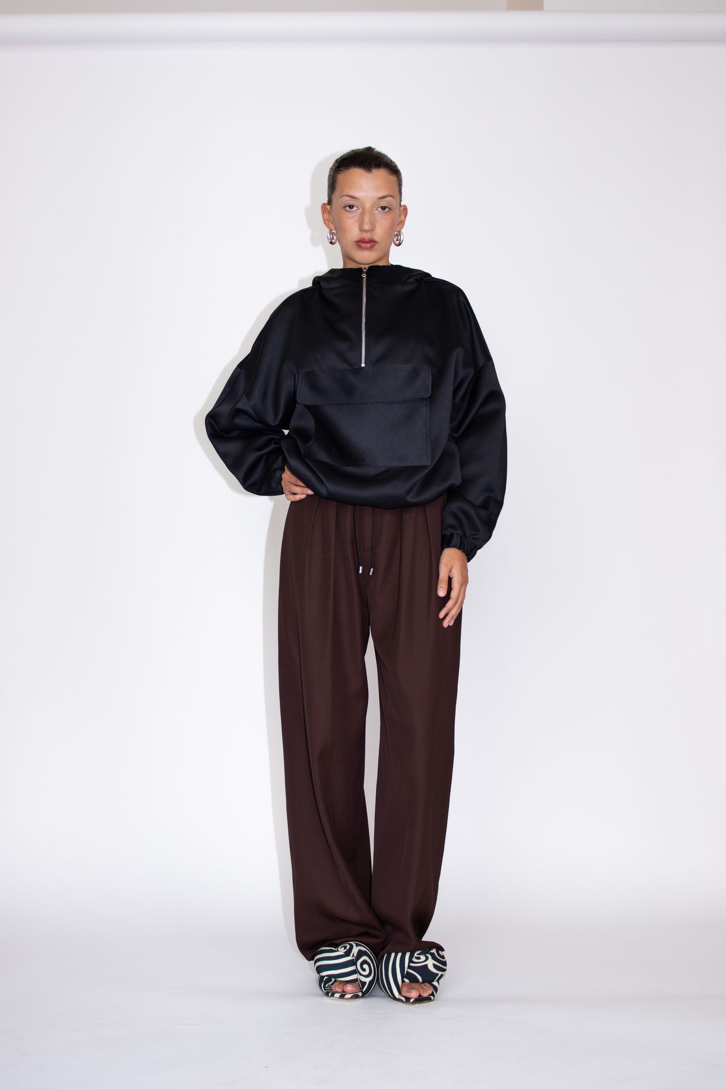 NOMIA, Cropped Hooded Anorak, Black