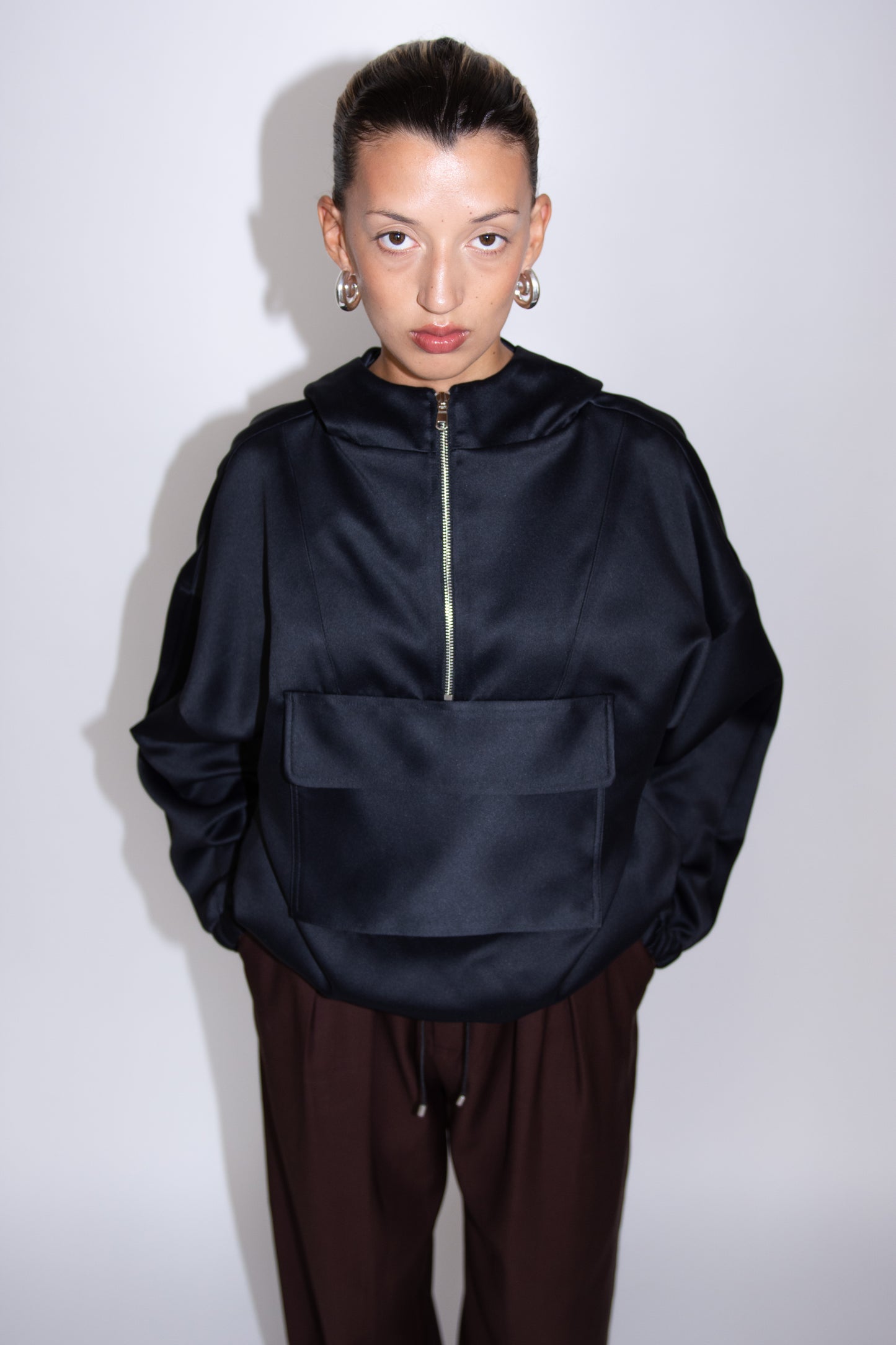 NOMIA, Cropped Hooded Anorak, Black