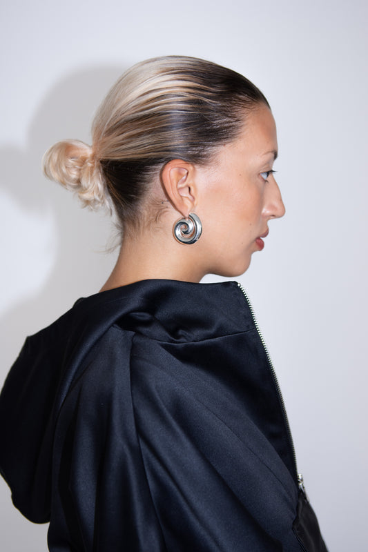 NOMIA, Puffy Spiral Earrings, Silver