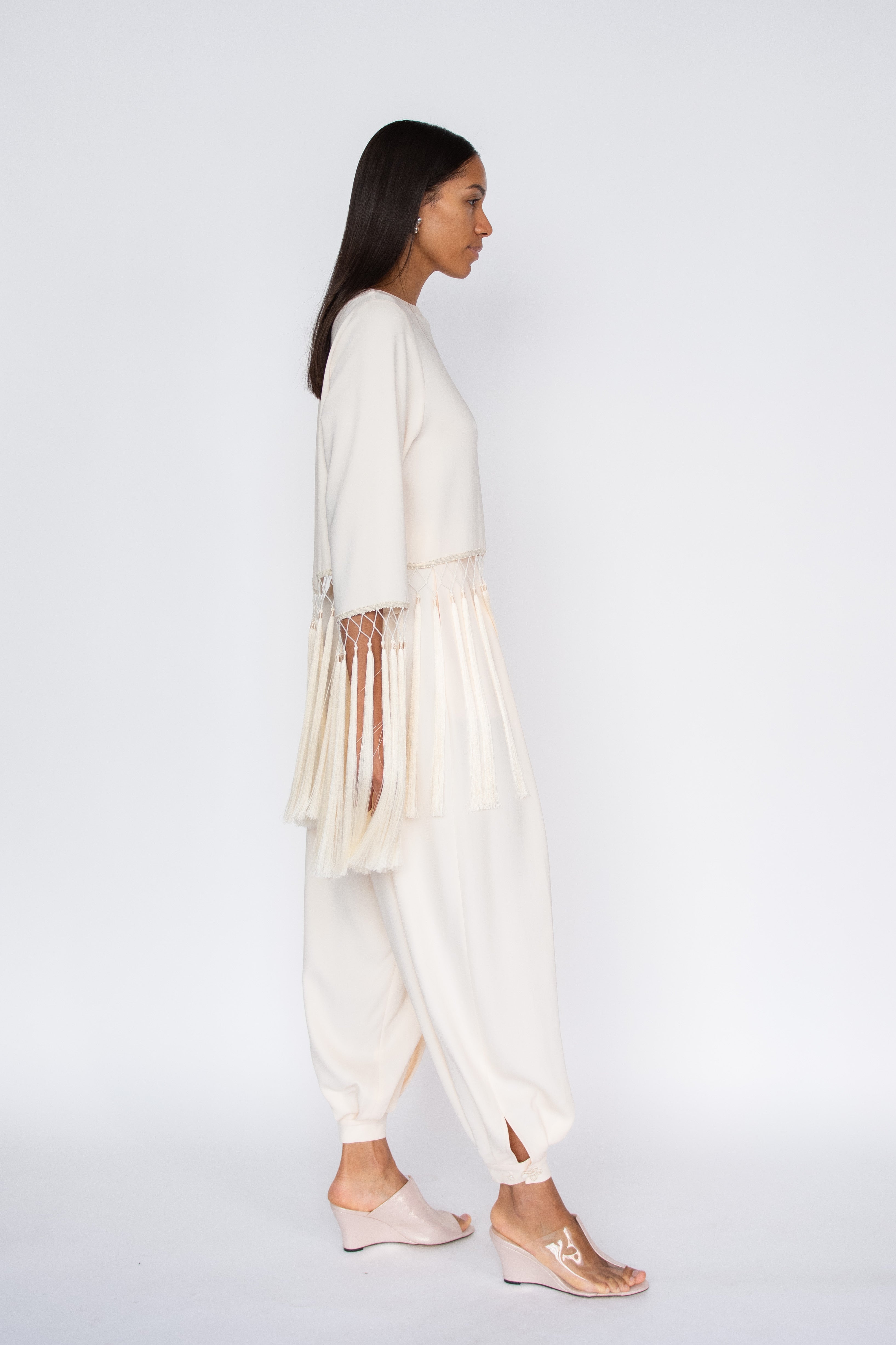 MR. LARKIN, Tara Fringe Top, Sheer Pink – Mr. Larkin