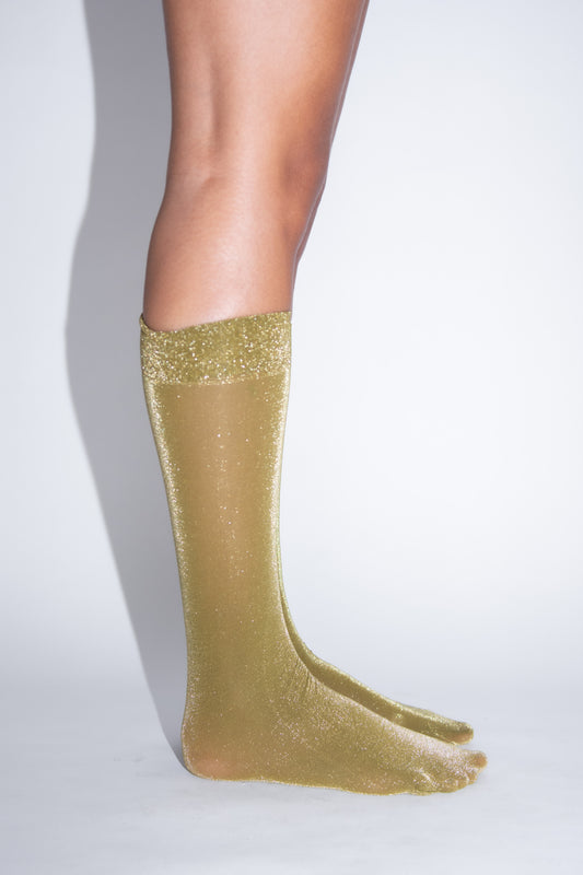 SWEDISH STOCKINGS, Ines Shimmery Socks, Olive Green