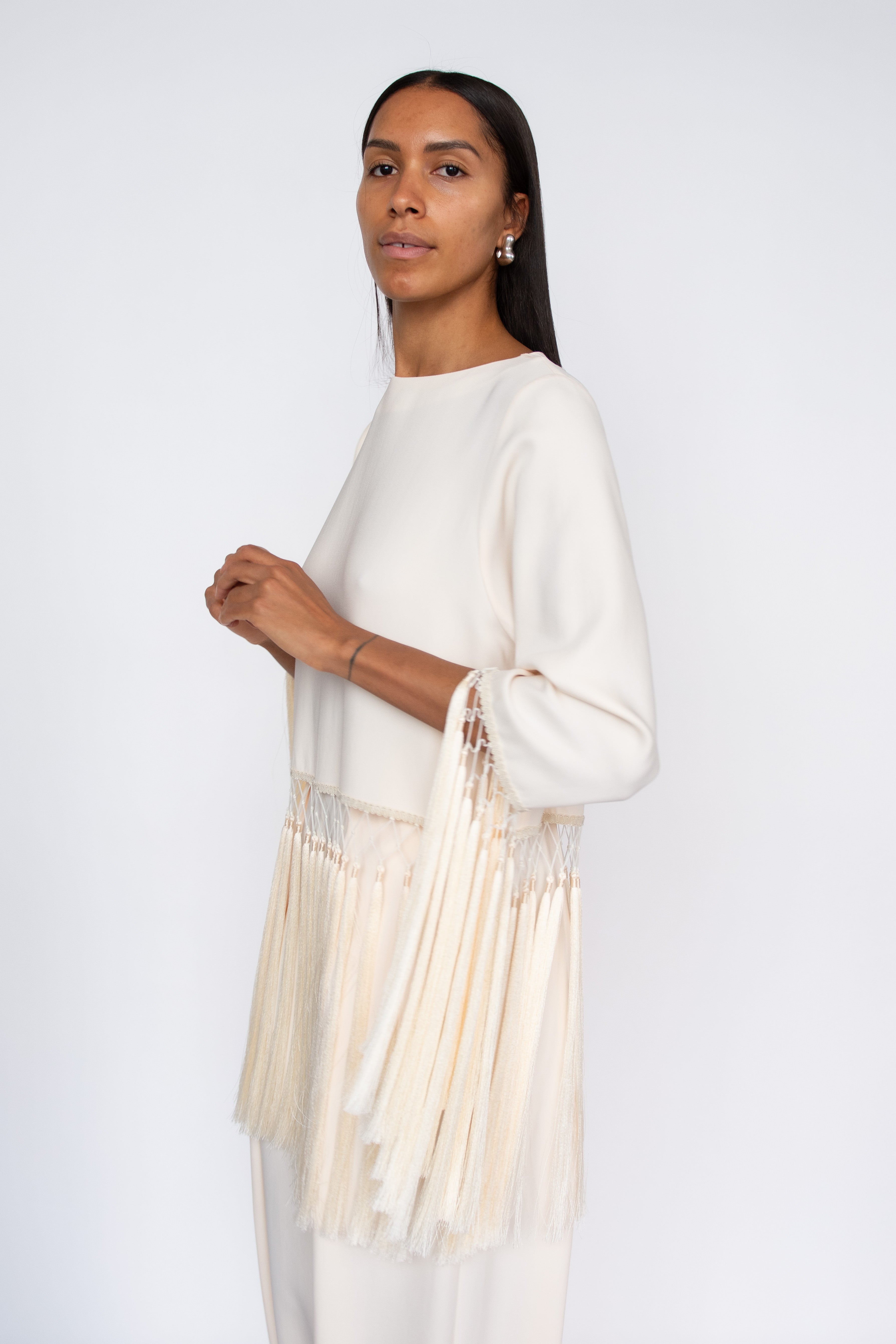 MR. LARKIN, Tara Fringe Top, Sheer Pink – Mr. Larkin