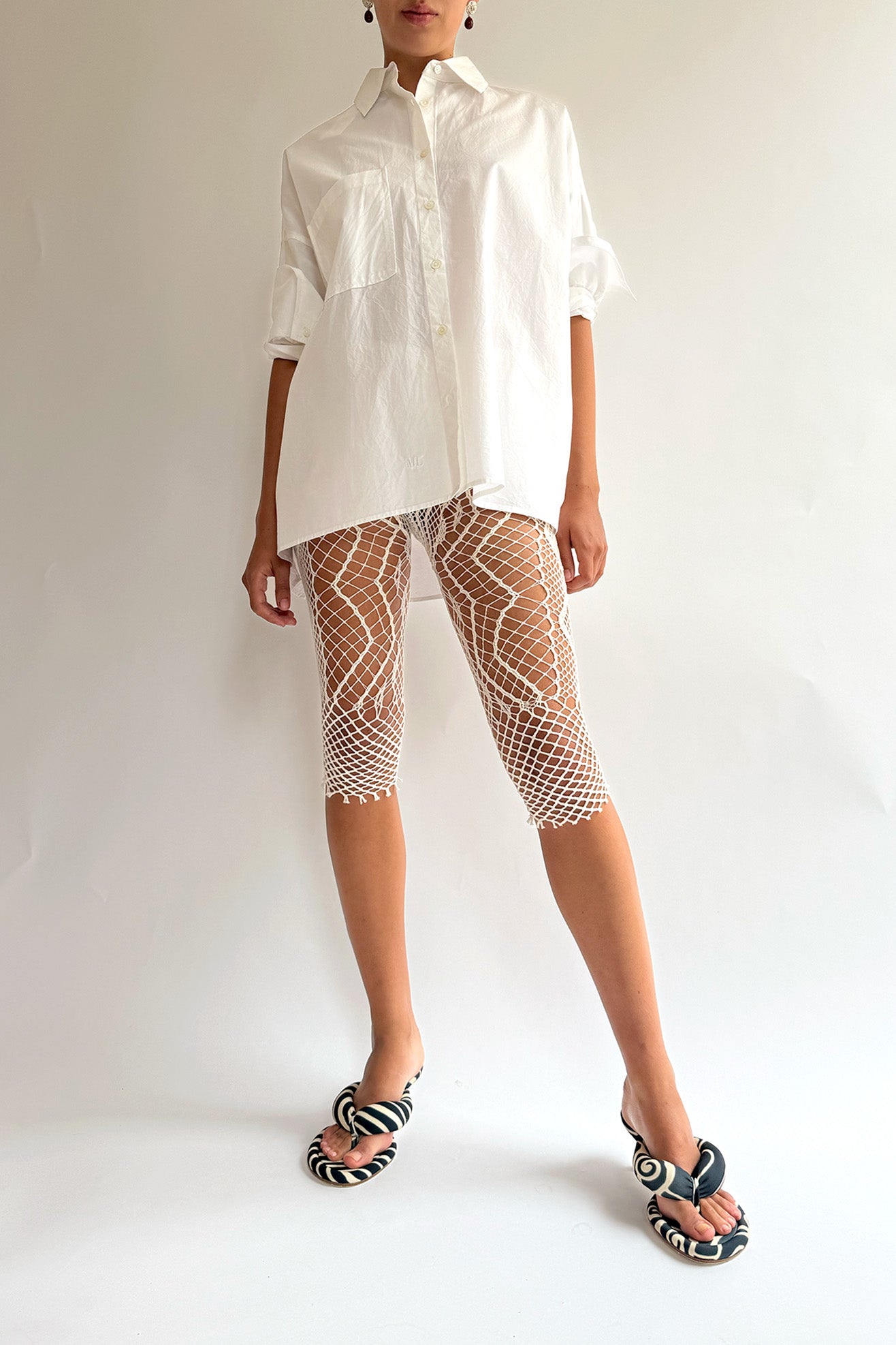 EUCHRONIA, Lace Shorts Pants, Off White