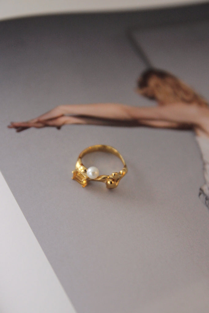 FARIS, Menage Ring, Gold / Citrine / Garnet