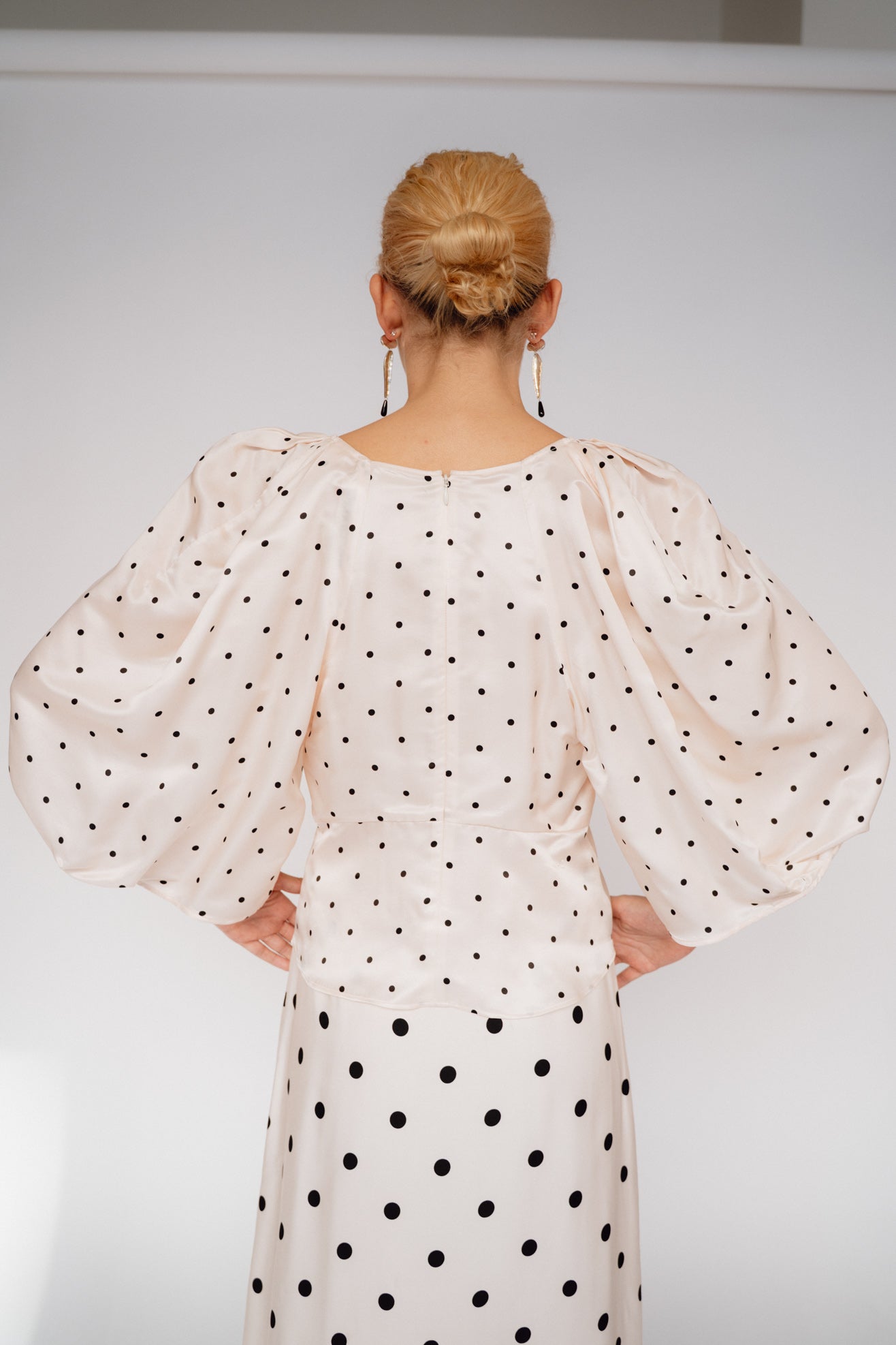 MR. LARKIN, Lexi Top, Sheer Pink/Black Tiny Dot