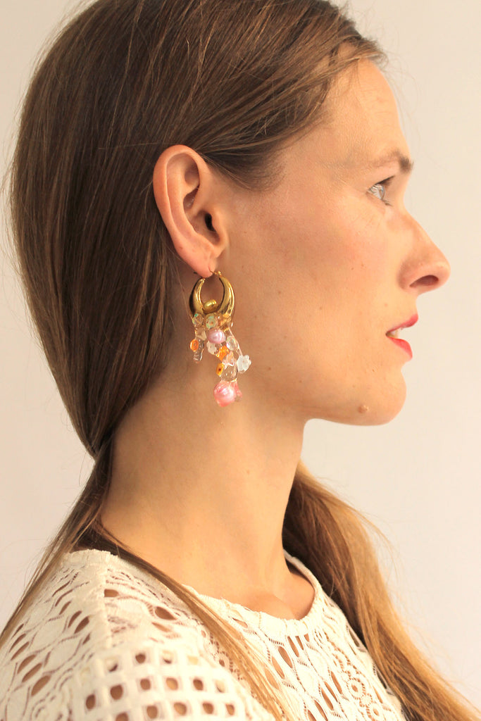 ISSHI, Gelée Hoop Earrings, Gold Pastel