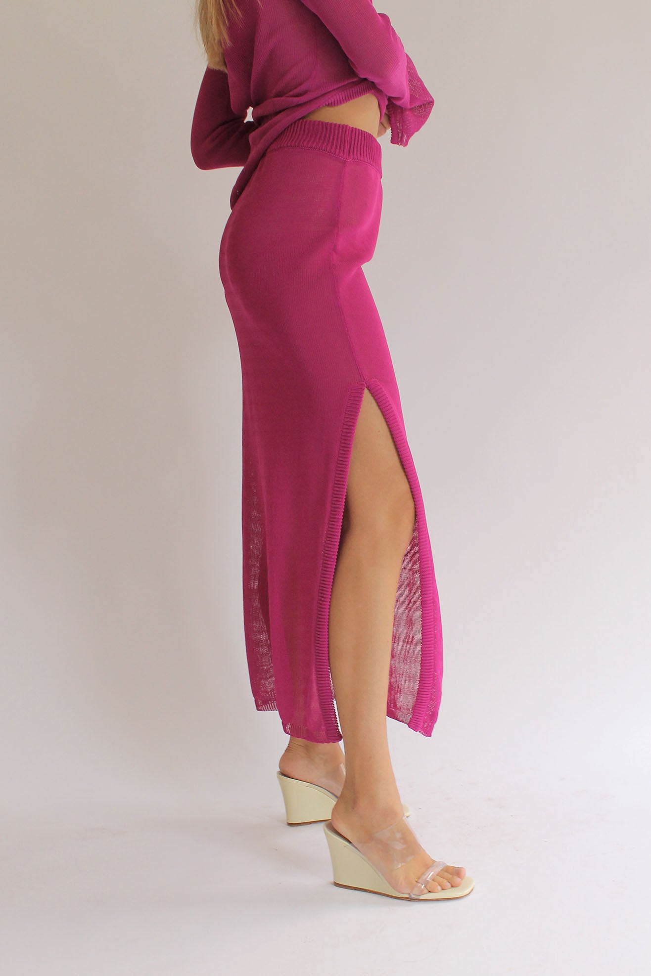MR. LARKIN, Ever Knit Skirt, Magenta