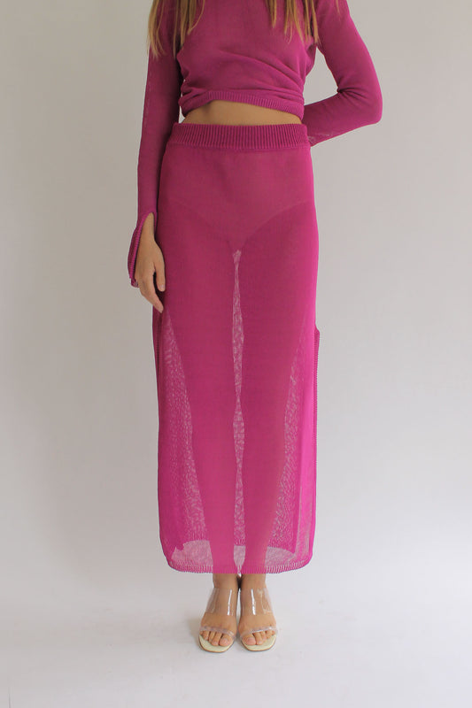 MR. LARKIN, Ever Knit Skirt, Magenta
