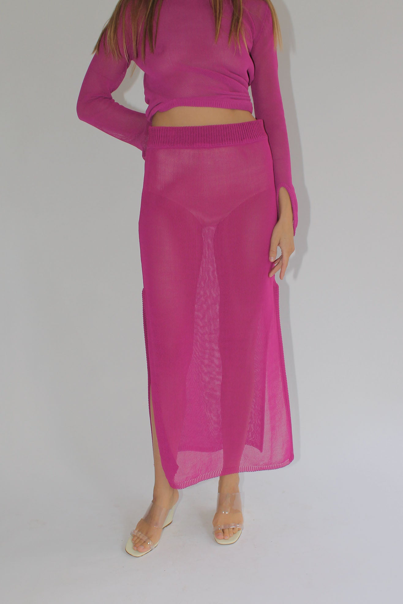 MR. LARKIN, Ever Knit Skirt, Magenta