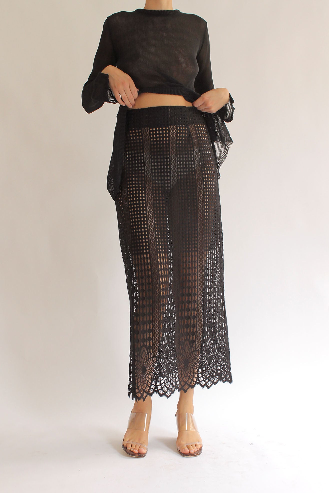 MR. LARKIN, LouLou Skirt, Gatsby Lace, Black