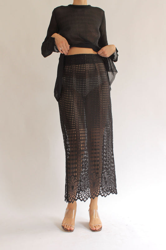 MR. LARKIN, LouLou Skirt, Gatsby Lace, Black