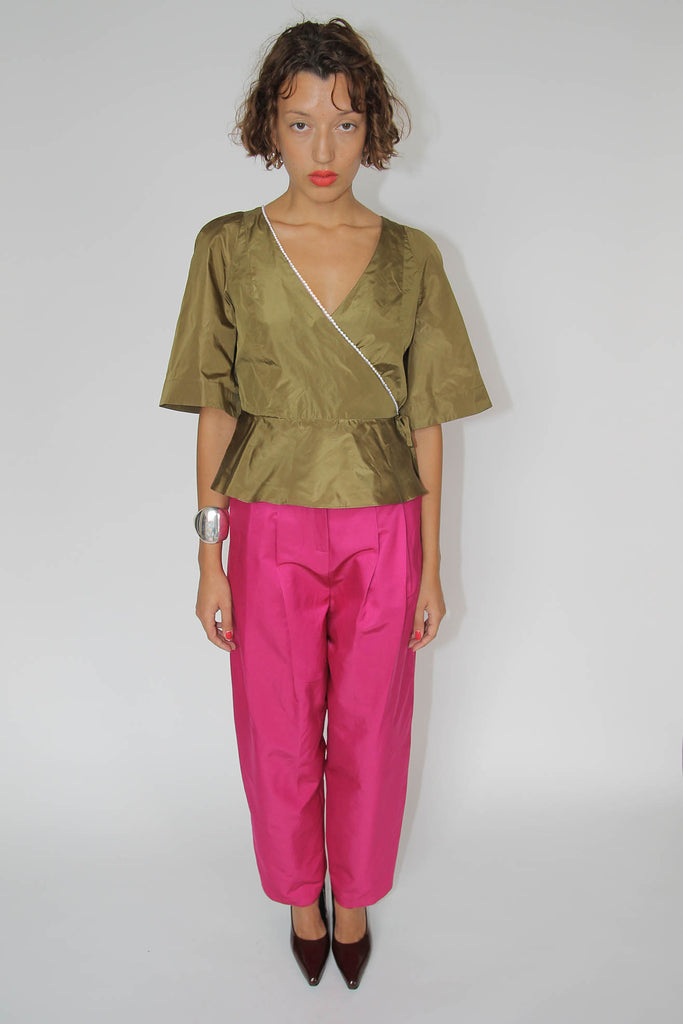 MR. LARKIN, Paloma Wrap Top, Olive