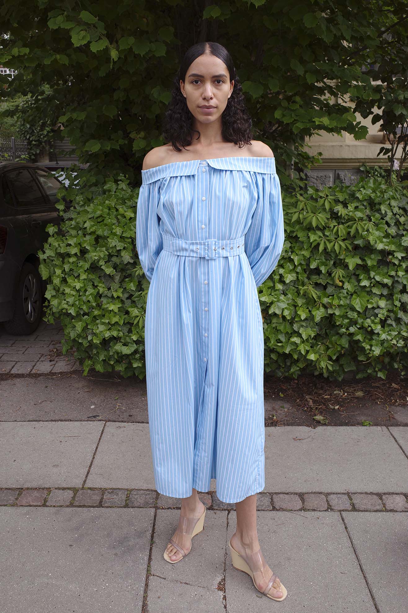 MR. LARKIN, Sutton Dress, Cerulean Stripe