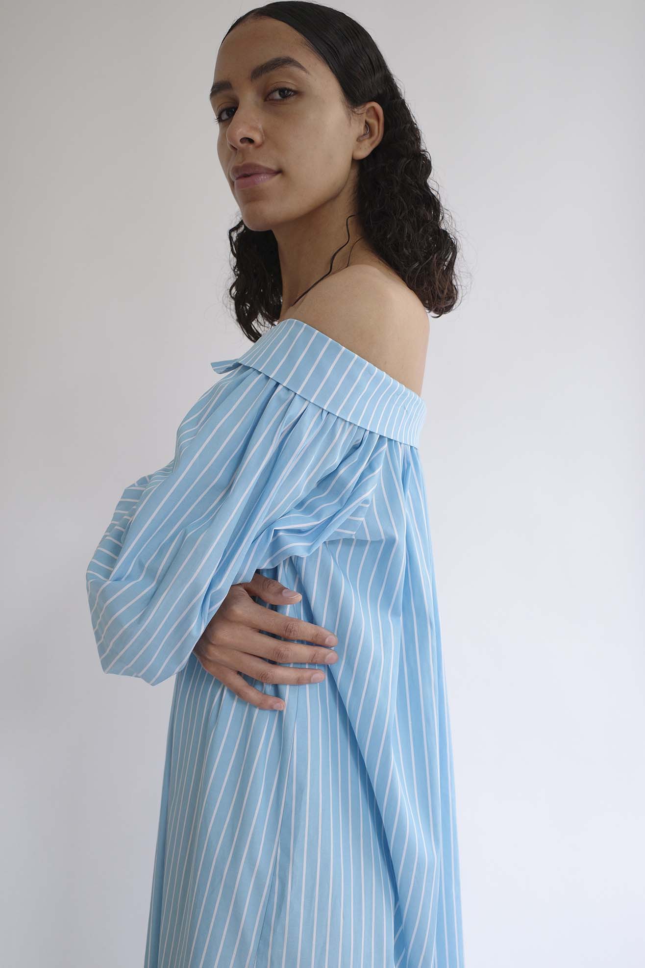 MR. LARKIN, Sutton Dress, Cerulean Stripe