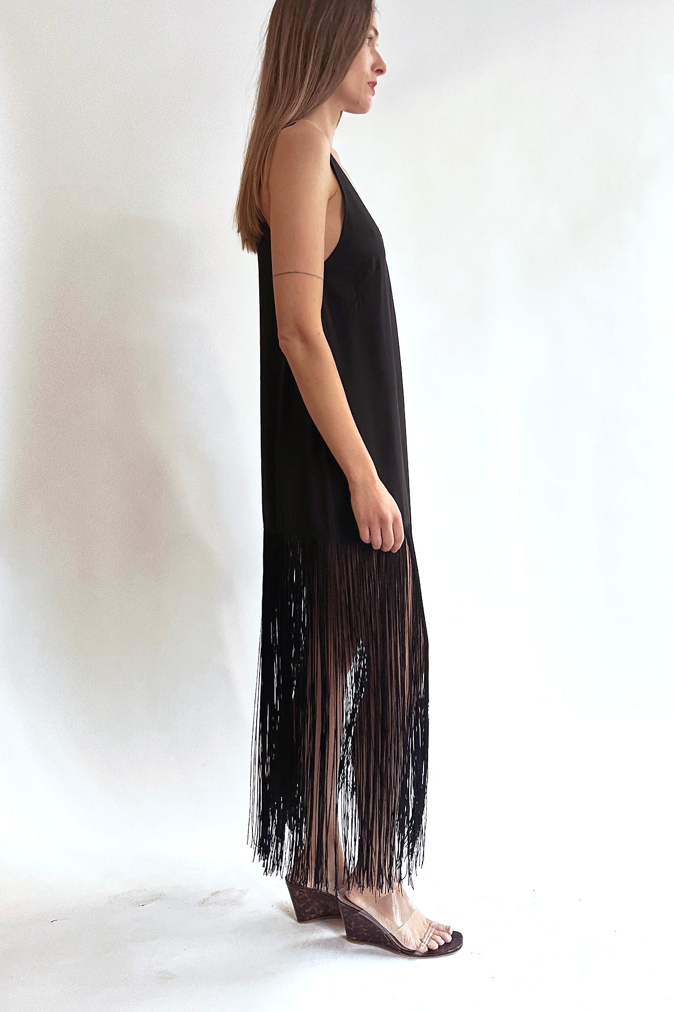 MR. LARKIN, Tassel Slip Dress, Black