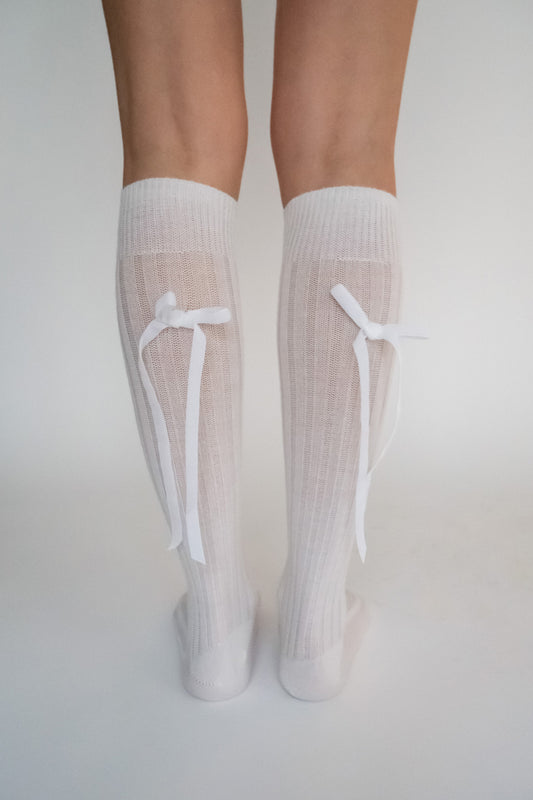 MARIA LA ROSA, Socks Velvet Bow, Off White