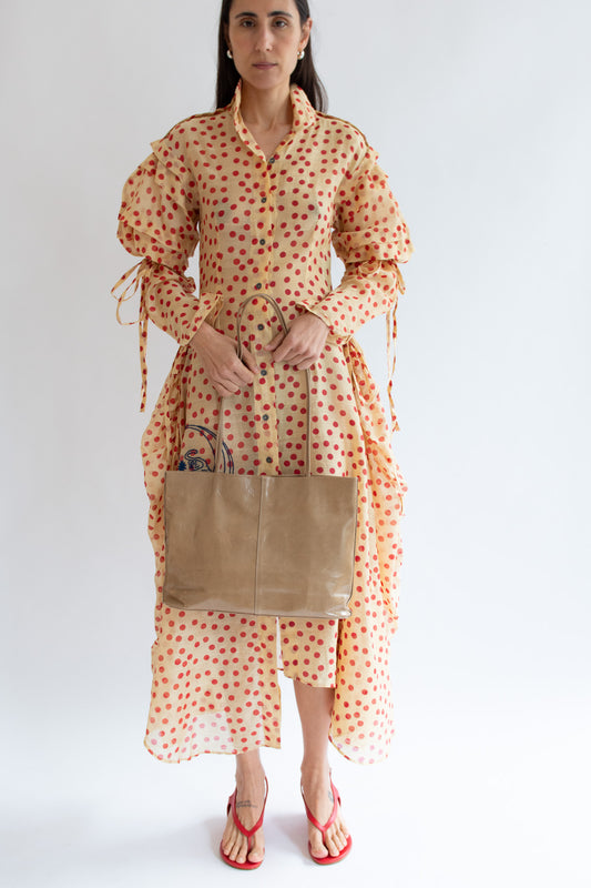 MODERN WEAVING, Narrow Oval Relaxed Tote, Glossed Almond