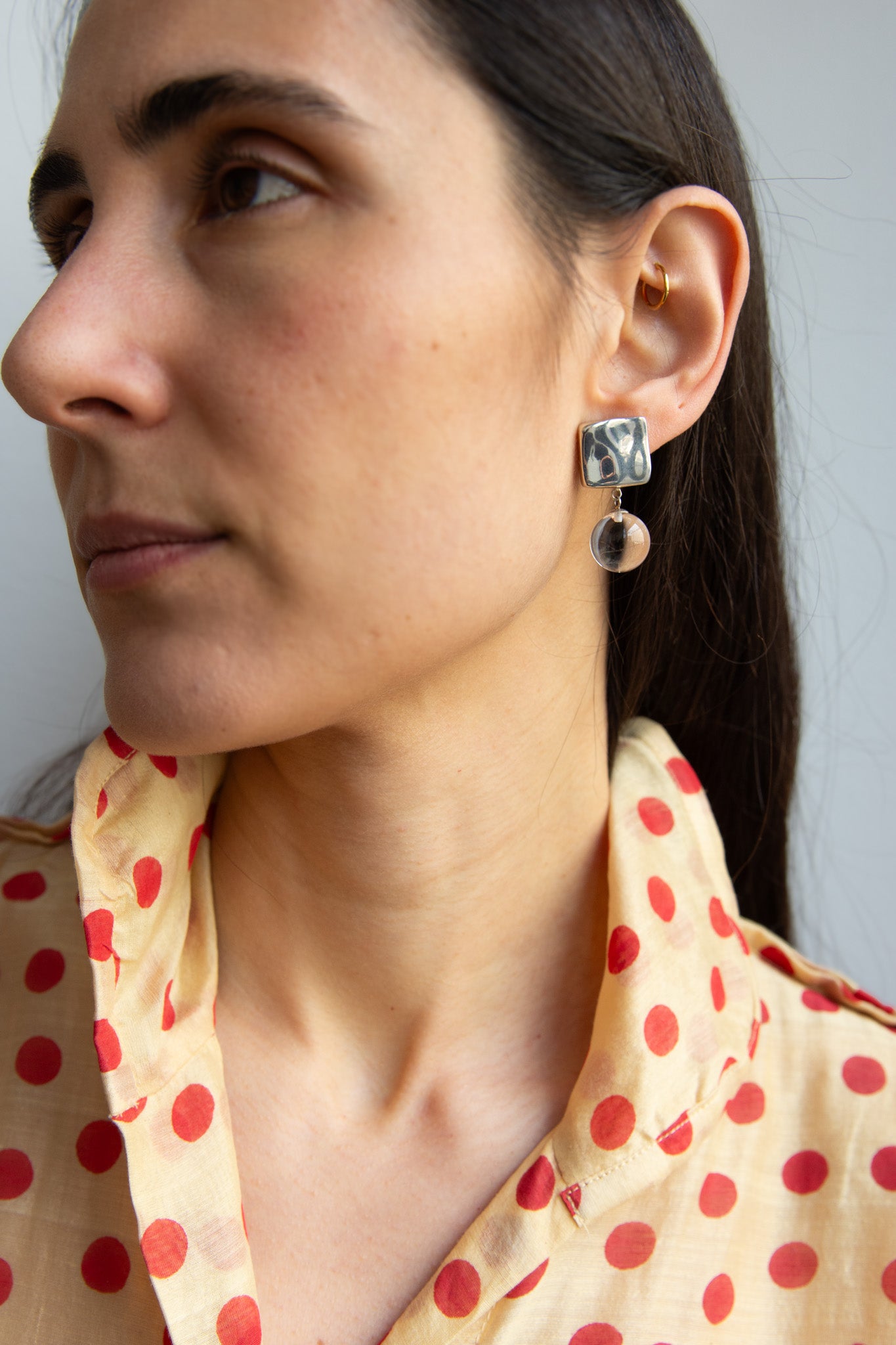 AGMES, Luca Earrings, Sterling Silver, Quartz
