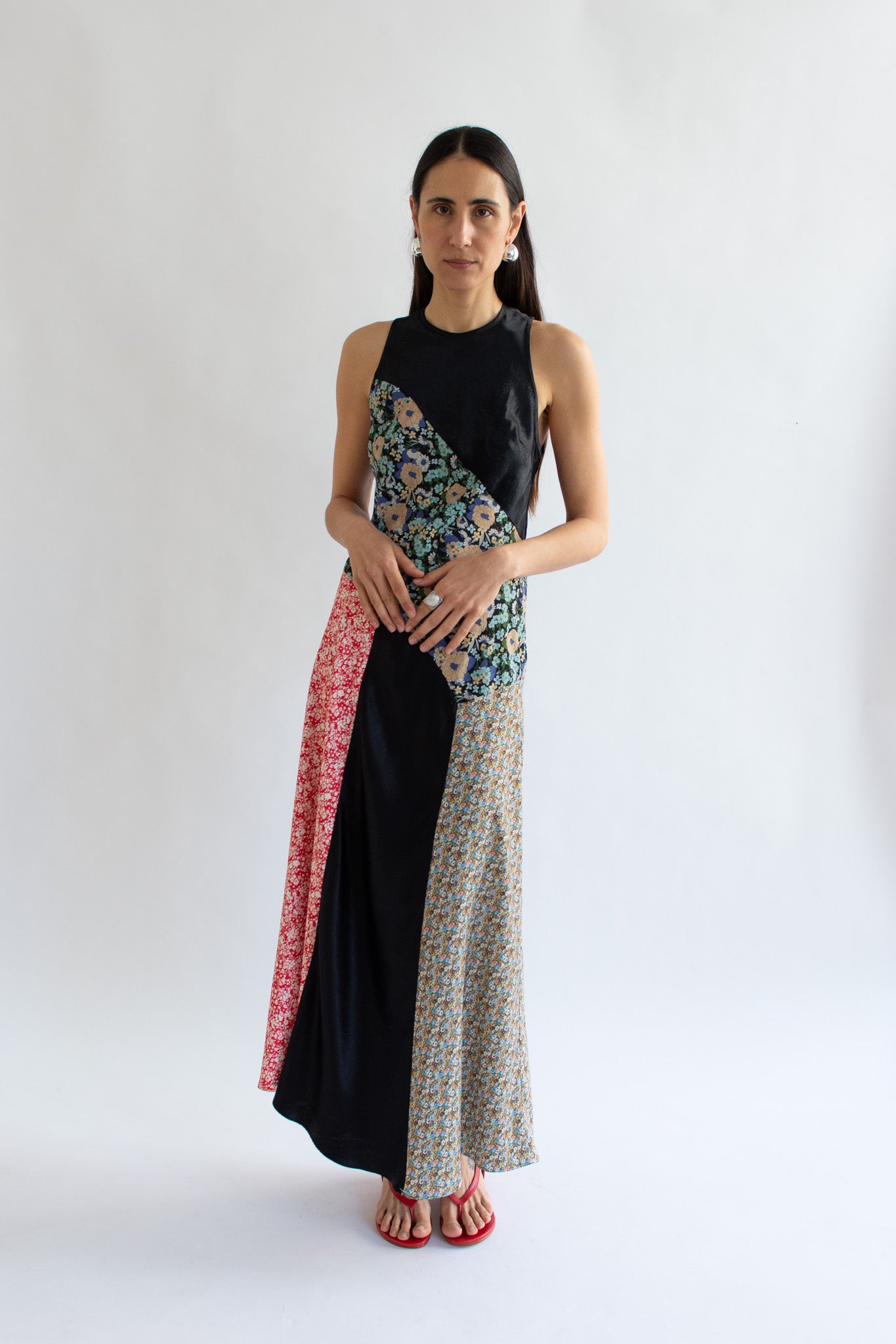 NOMIA, Combo Bias Maxi Dress, Black/Multi