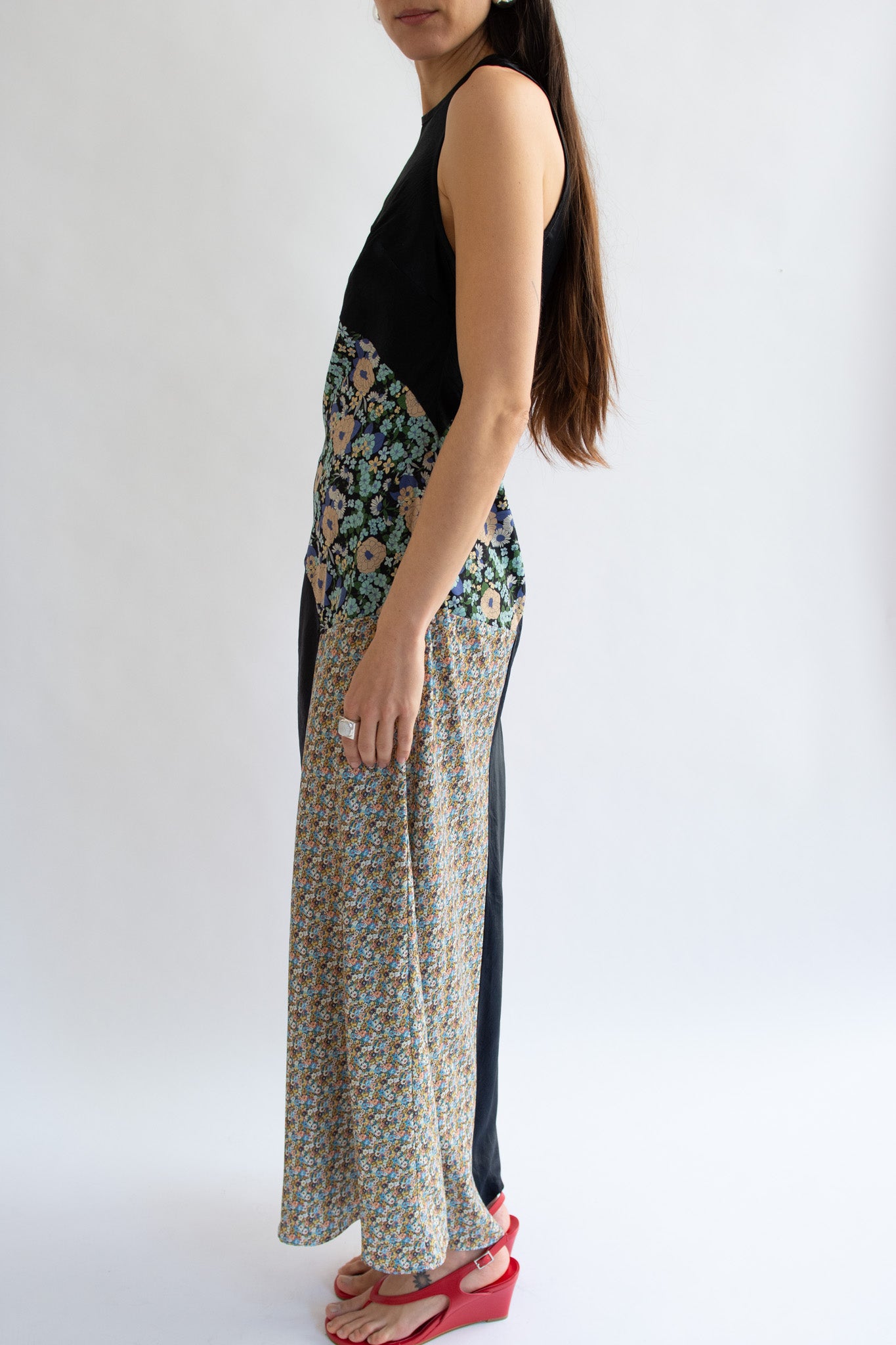 NOMIA, Combo Bias Maxi Dress, Black/Multi