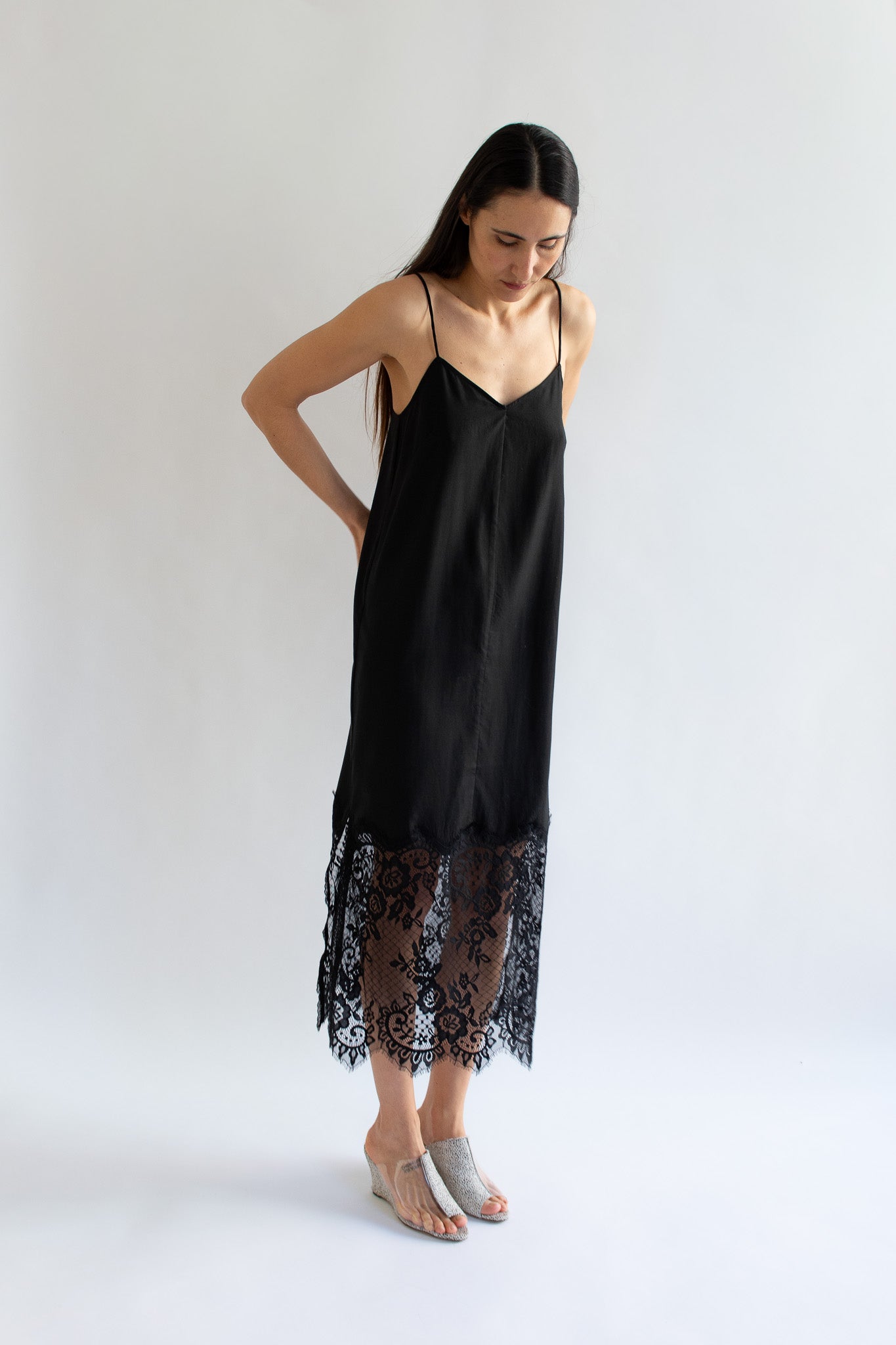 MR. LARKIN, Merci Slip Dress, Black