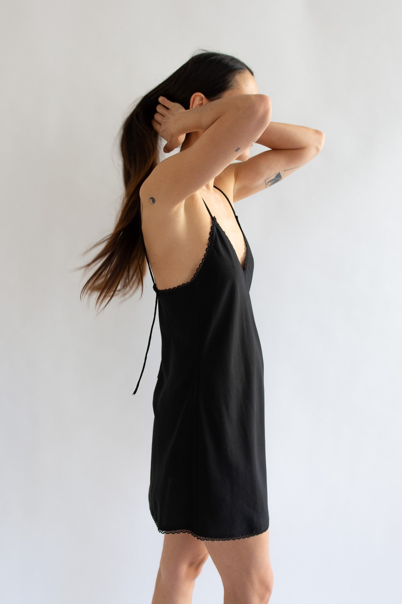 MR. LARKIN, Mini Slip Dress, Black