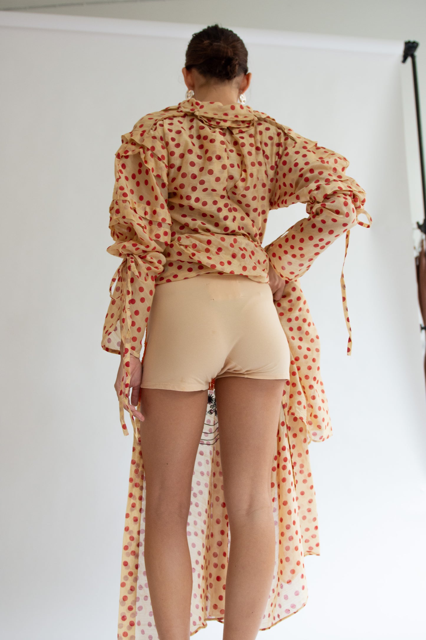 TIGRA TIGRA, Beaded Fringe Hot Short, Nude/Orange