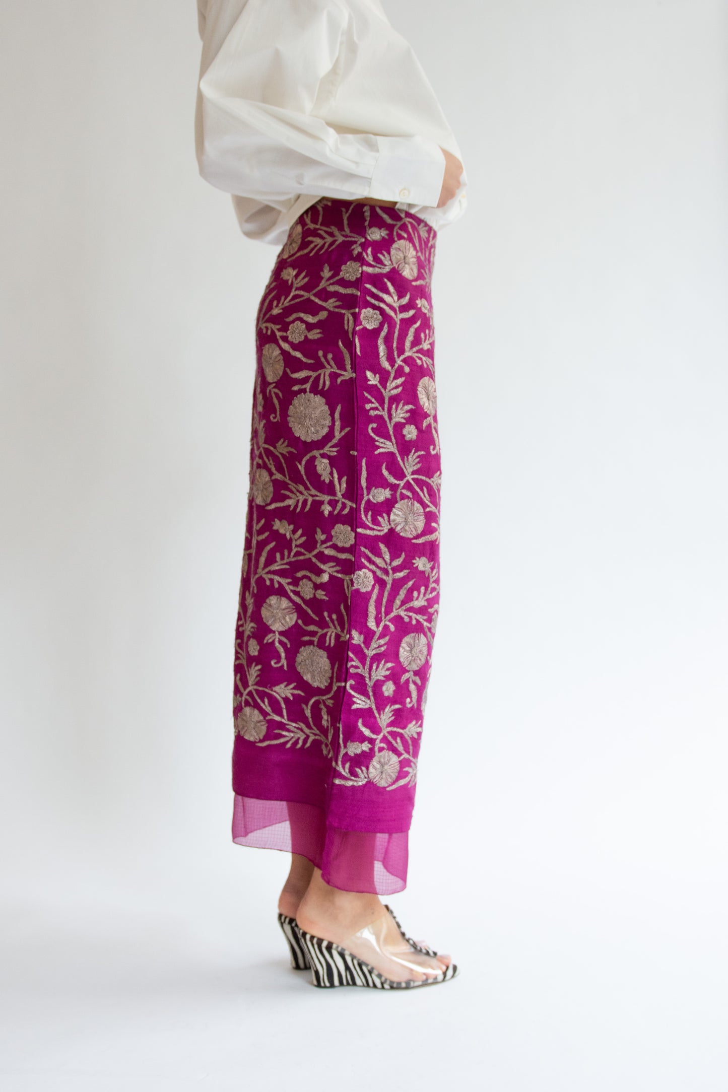 TIGRA TIGRA, Kasab Slip Skirt with Kota, Magenta